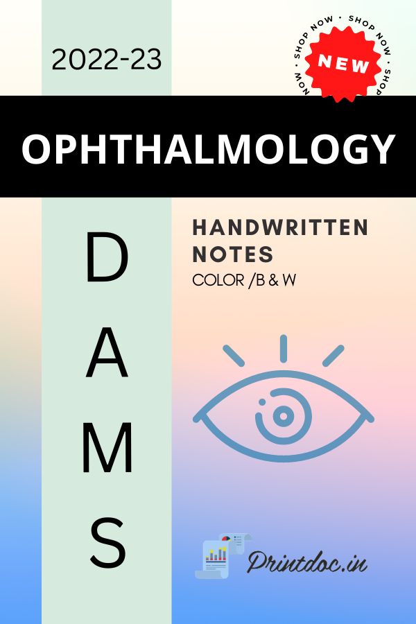 DAMS - OPHTHALMOLOGY NOTES 2022-23