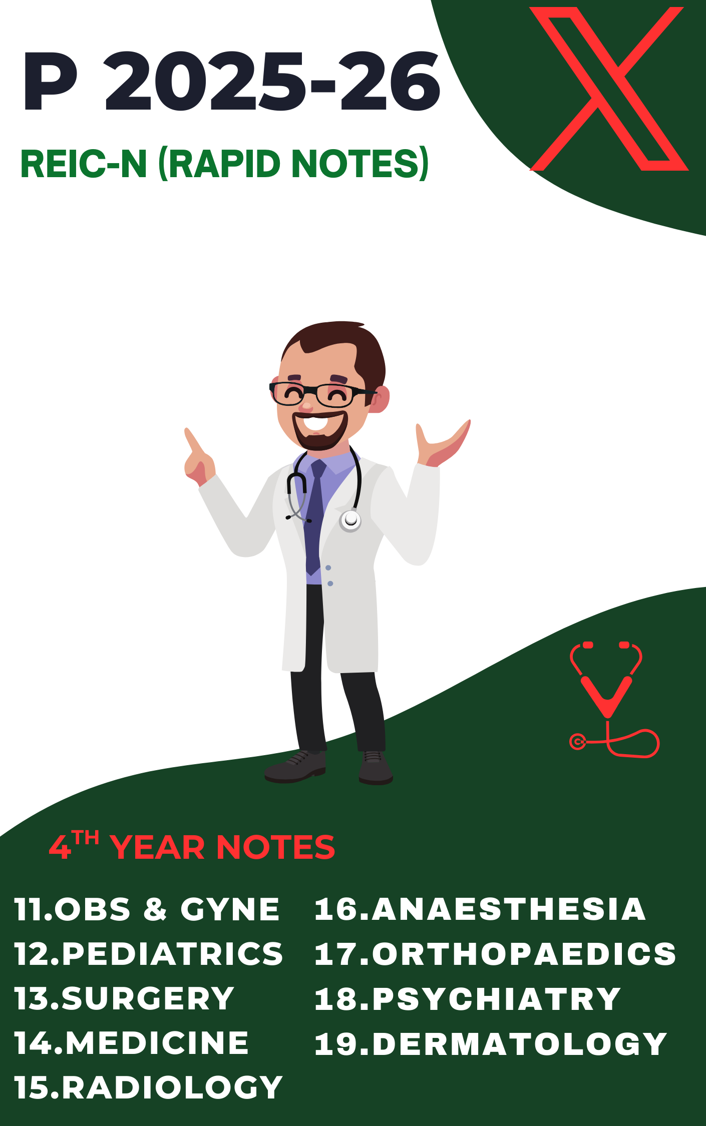 PREP REIG-N - Fourth Year MBBS Notes – Medicine, Surgery, Obs & Gynae, Paediatrics, Ortho, Derma, Psychiatry, Anaesthesia, Radiology