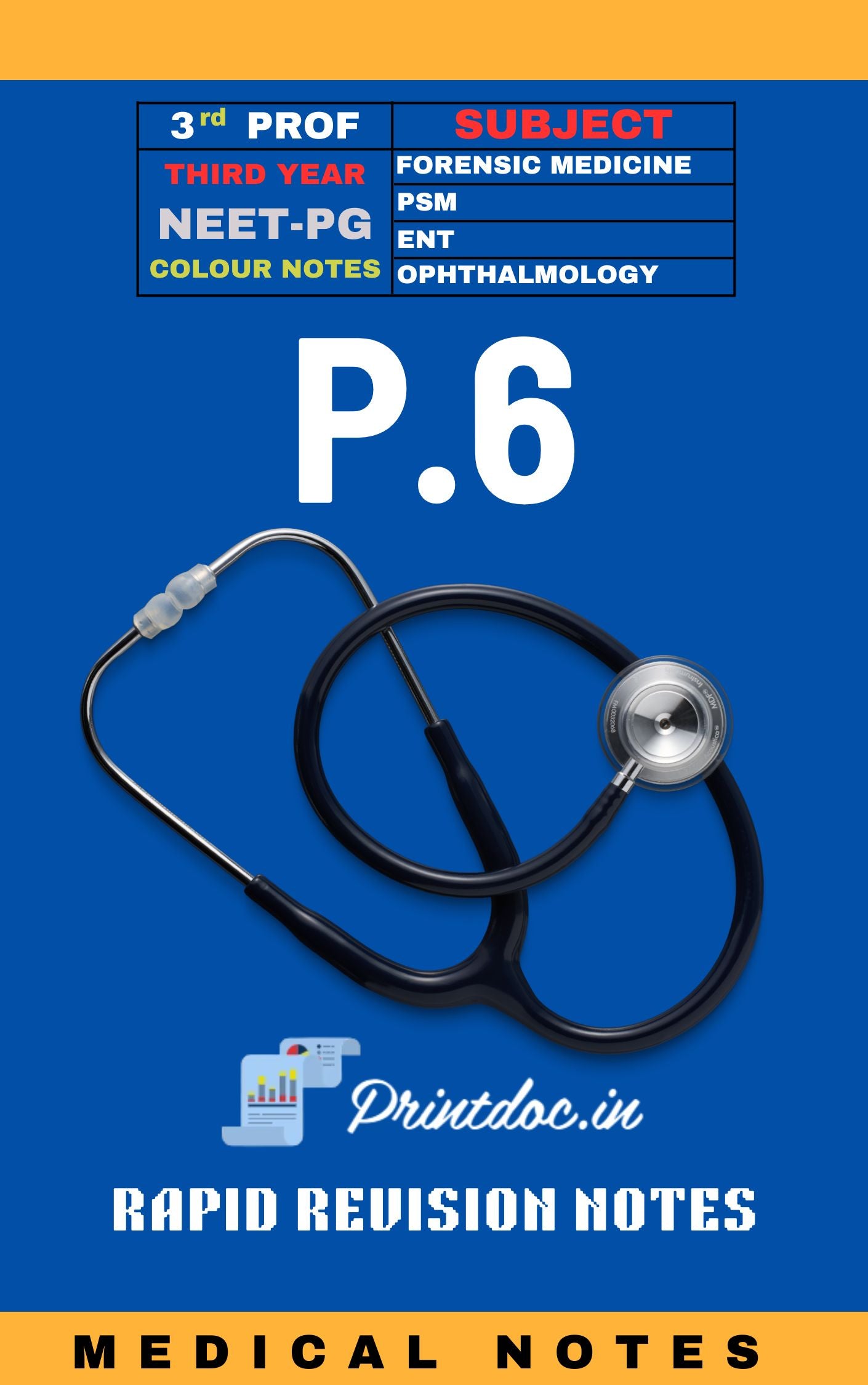 Prep 6.0 Rapid Revision - Third Year MBBS Notes – Forensic Medicine (FMT), Community Medicine (PSM), ENT & Ophthalmology