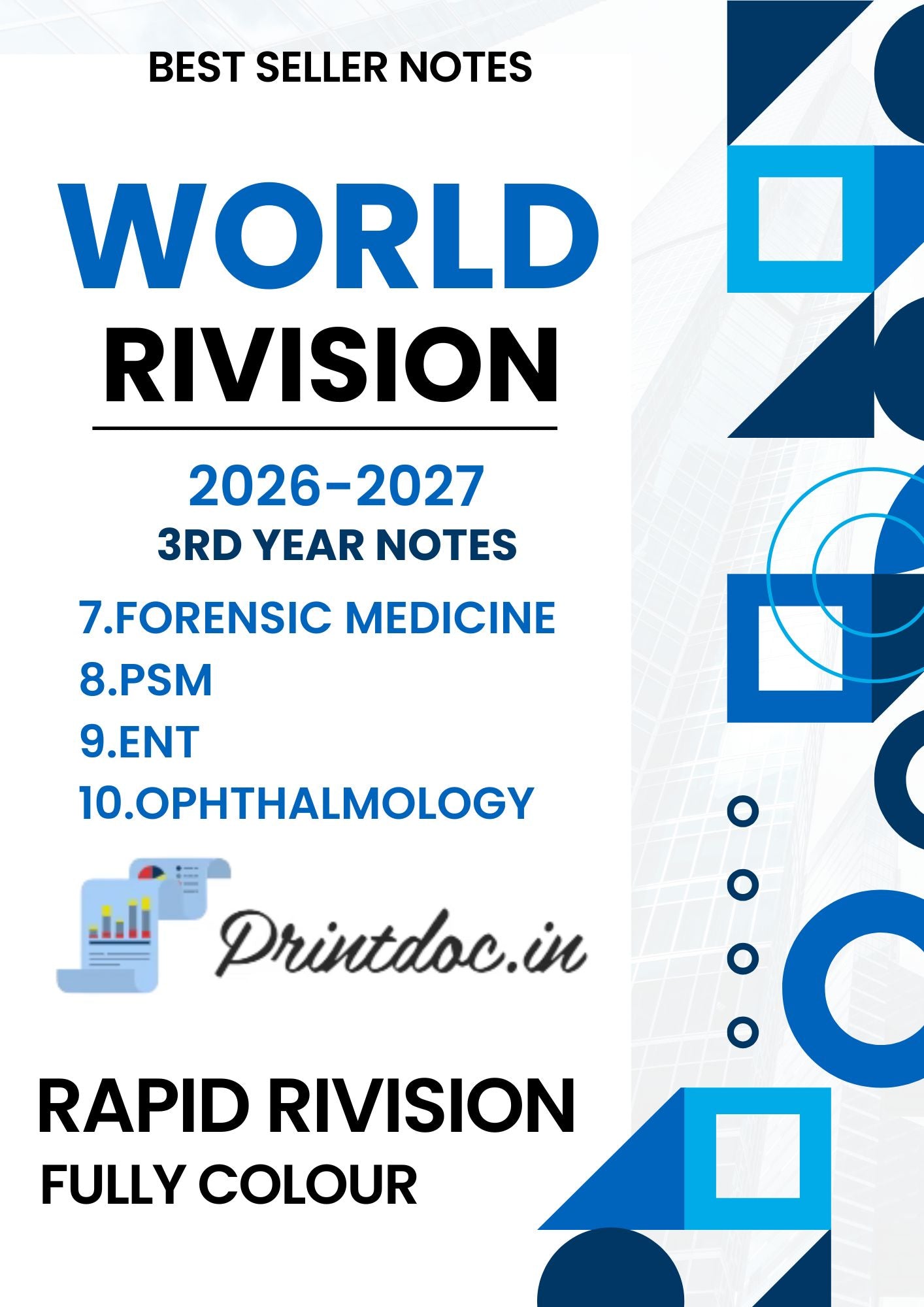 World of Revision - Third Year MBBS Notes – Forensic Medicine (FMT), Community Medicine (PSM), ENT & Ophthalmology