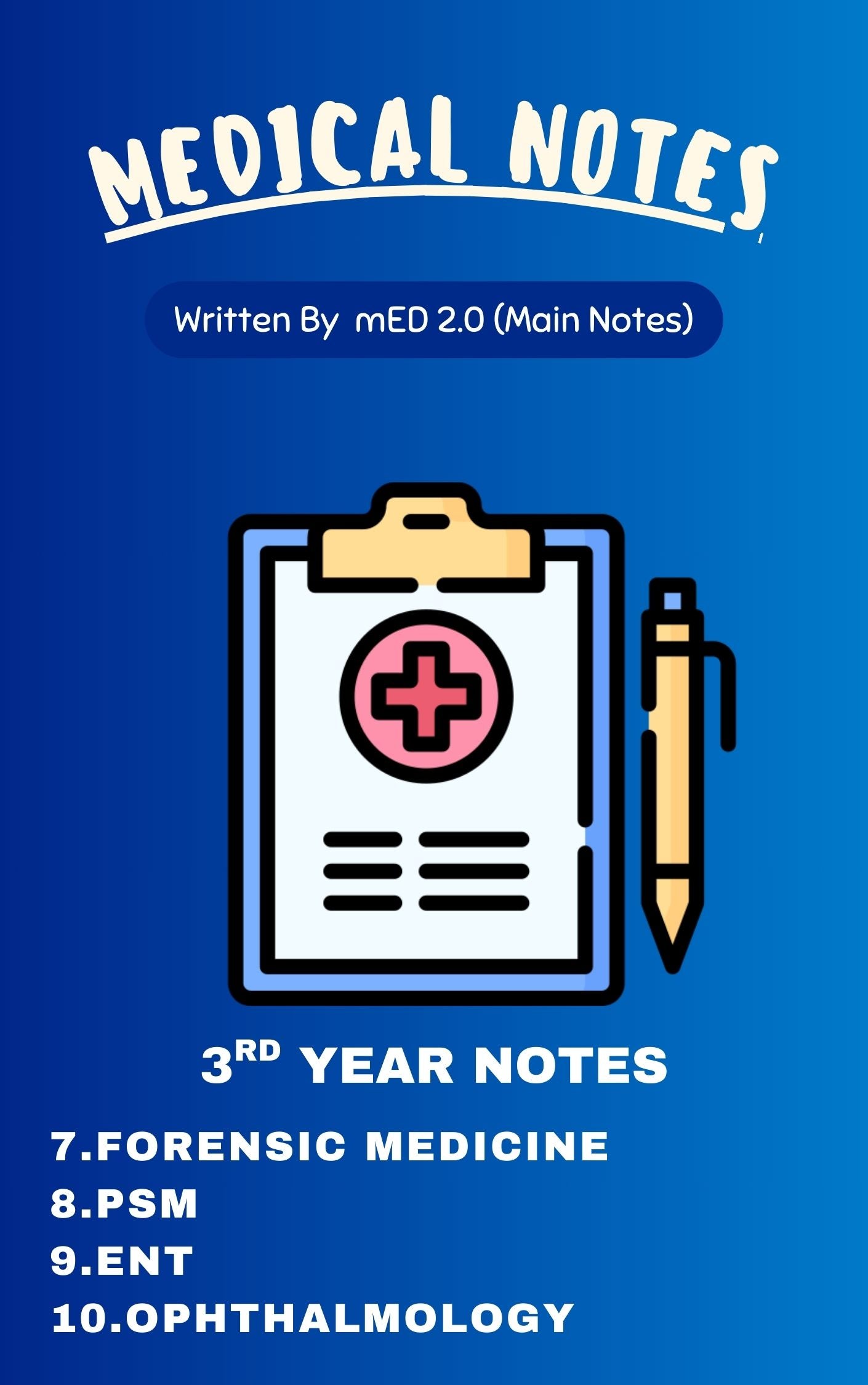 Med 2.0 - Third Year MBBS Notes – Forensic Medicine (FMT), Community Medicine (PSM), ENT & Ophthalmology