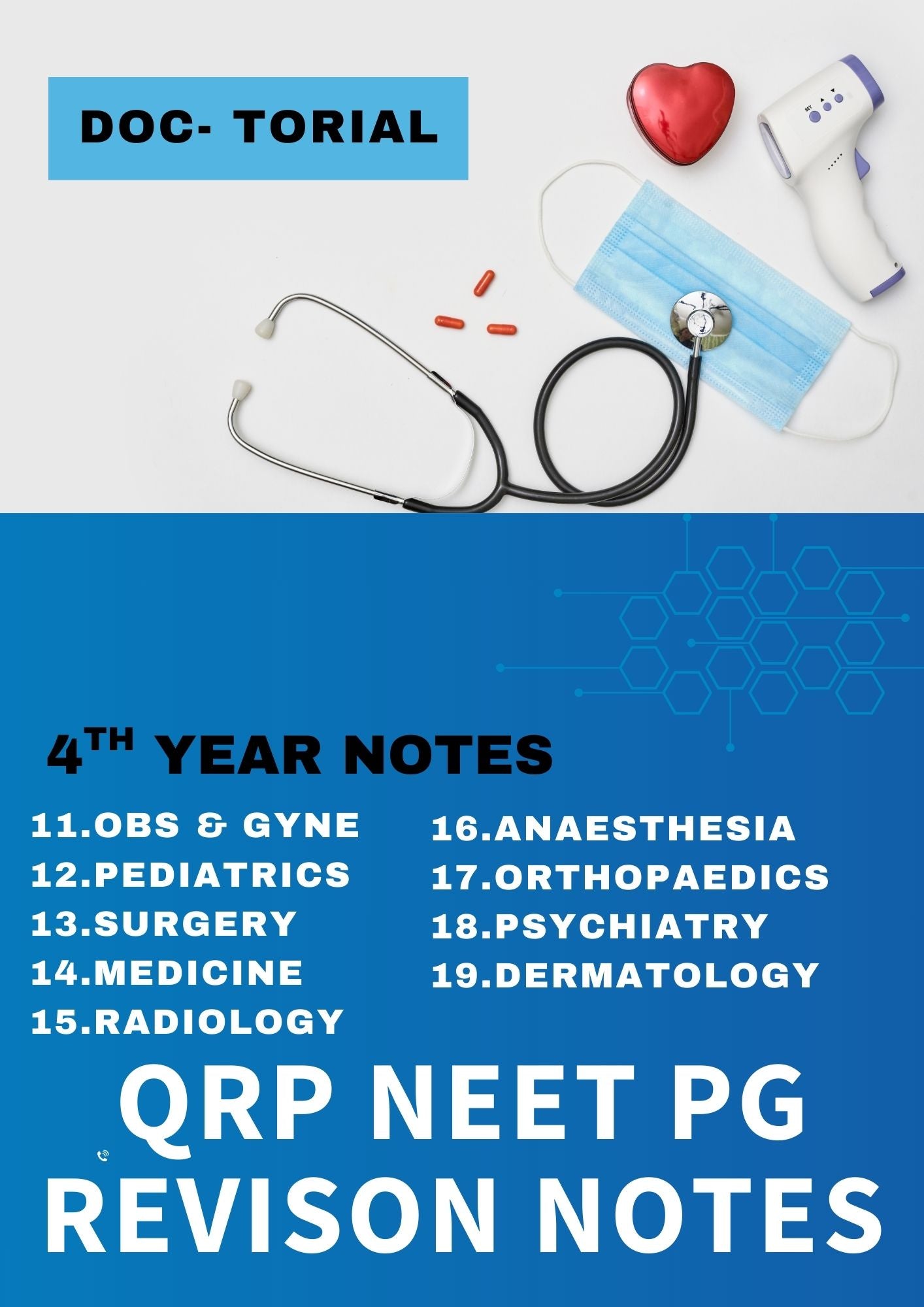 DOC TUTORIAL QRP - Fourth Year MBBS Notes – Medicine, Surgery, Obs & Gynae, Paediatrics, Ortho, Derma, Psychiatry, Anaesthesia, Radiology