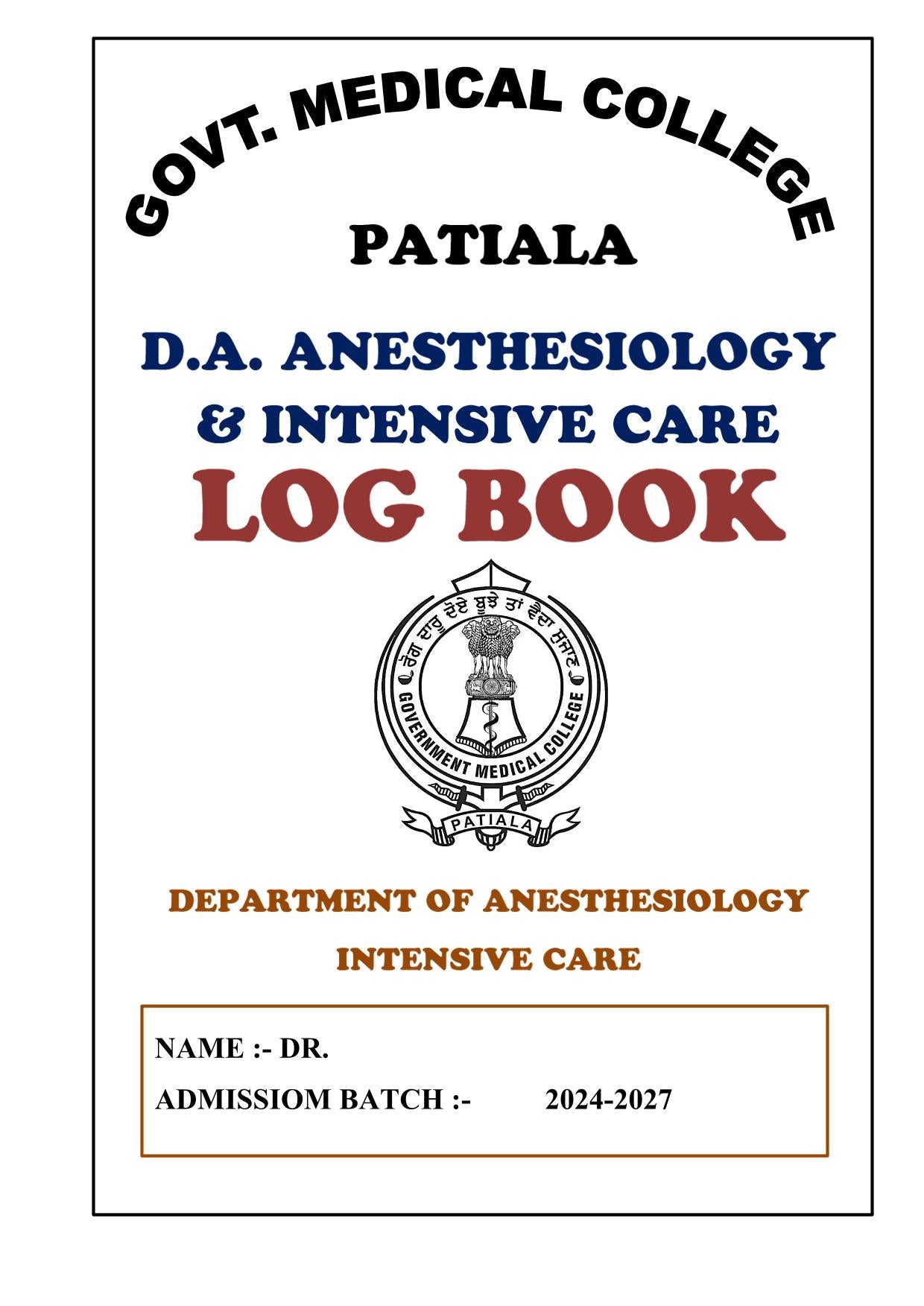 Anesthesia DA - Log Book GMC - PrintDoc