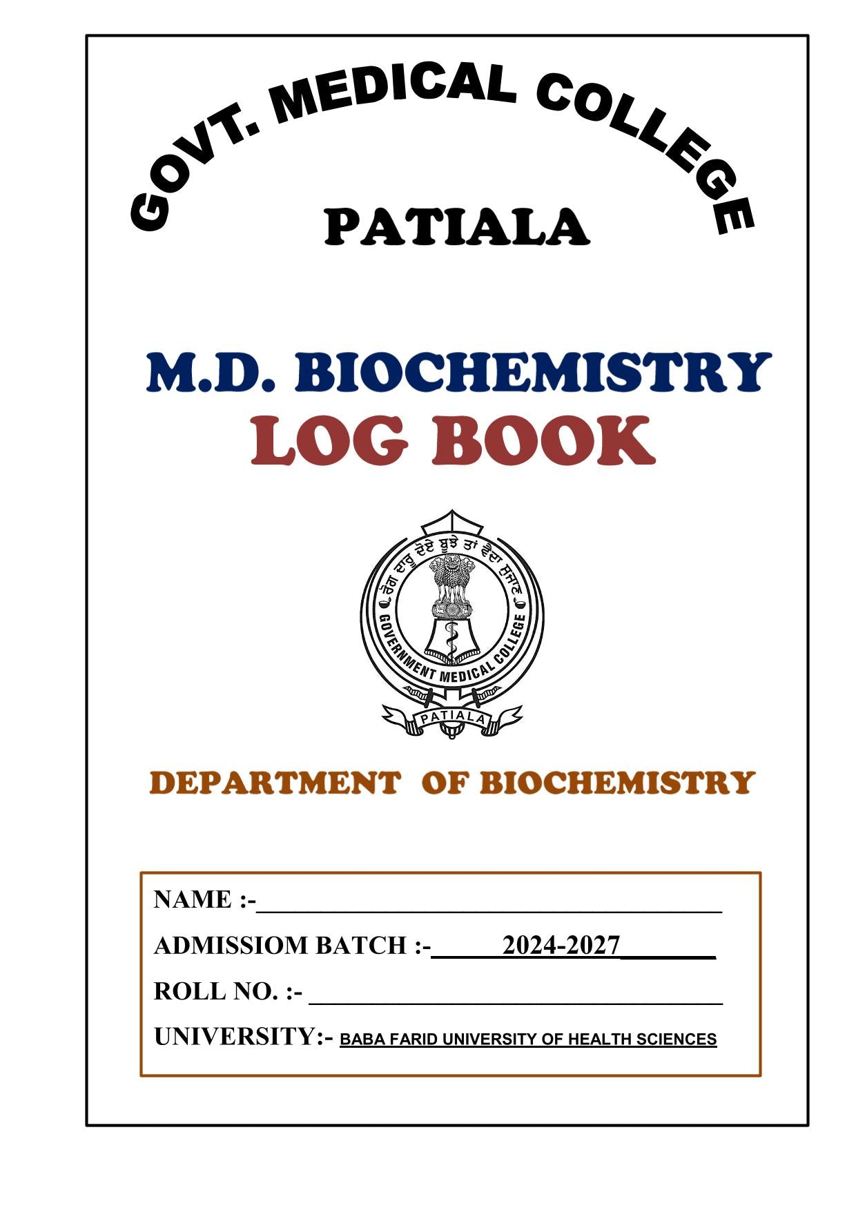 Biochemistry - Log Book GMC - PrintDoc