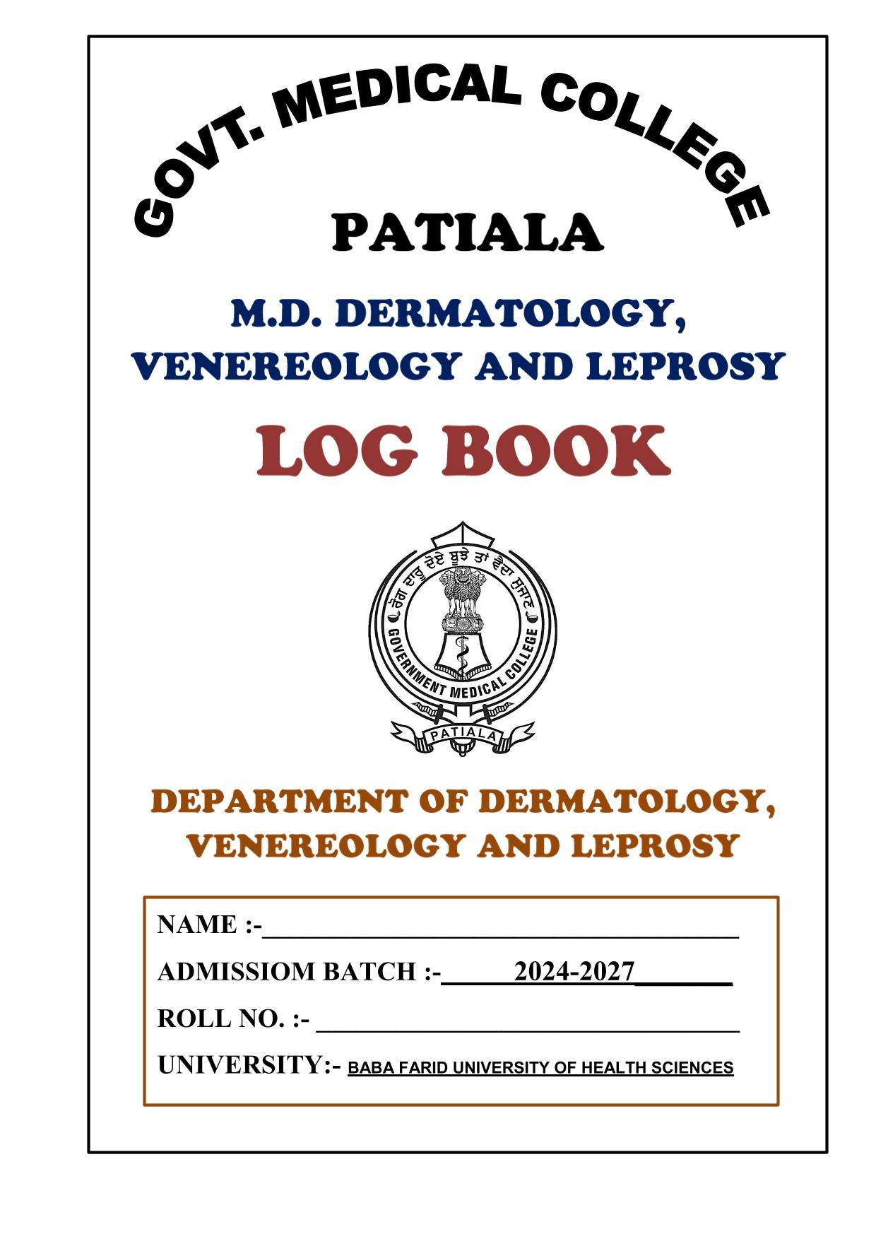 Dermatology - Log Book GMC - PrintDoc