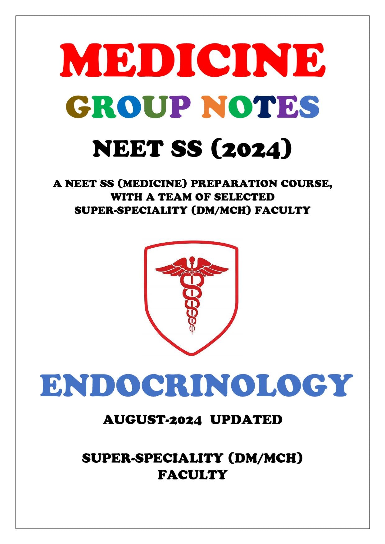 Medicine - Endocrinology Super - Speciality Notes - PrintDoc