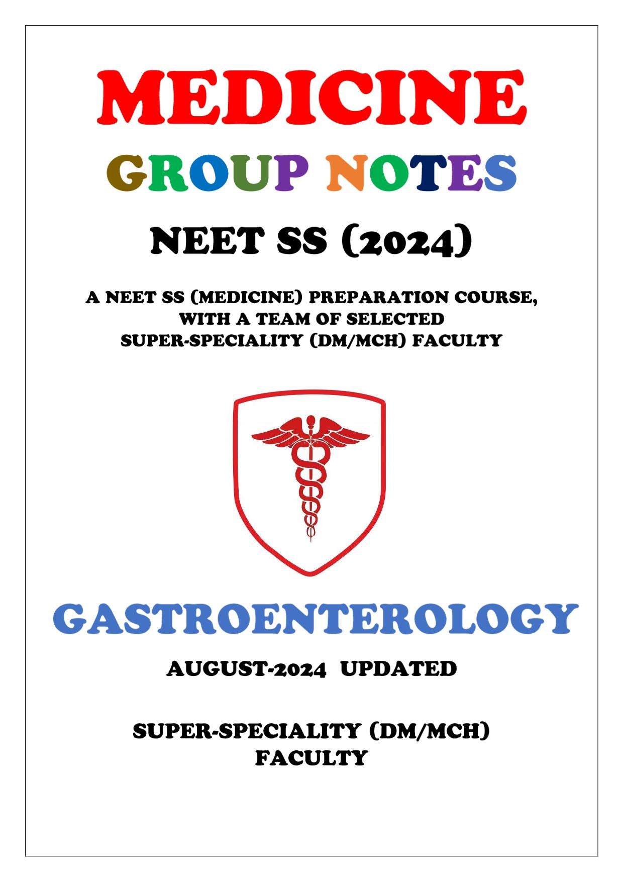 Medicine - Gastroenterology Super - Speciality Notes - PrintDoc