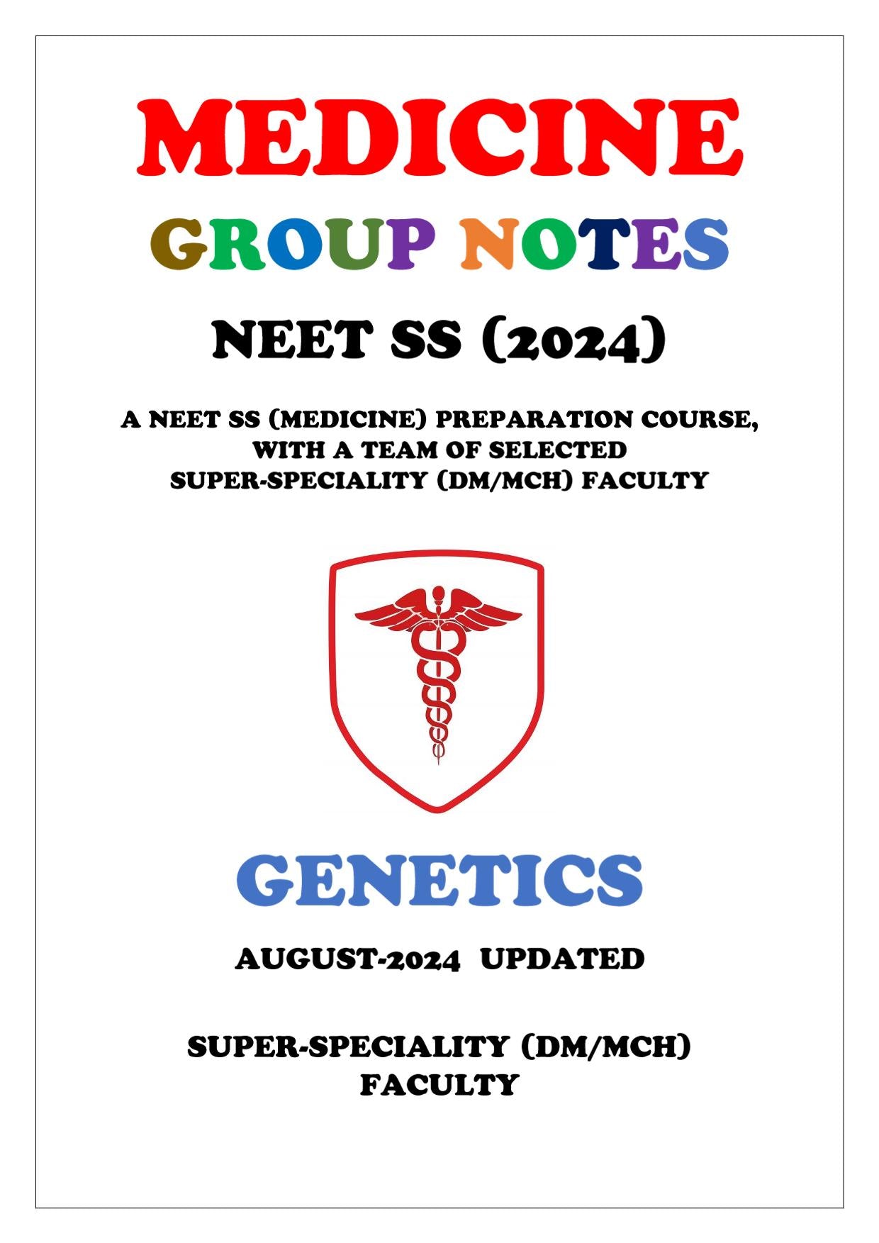 Medicine - Genetics Super - Speciality Notes - PrintDoc
