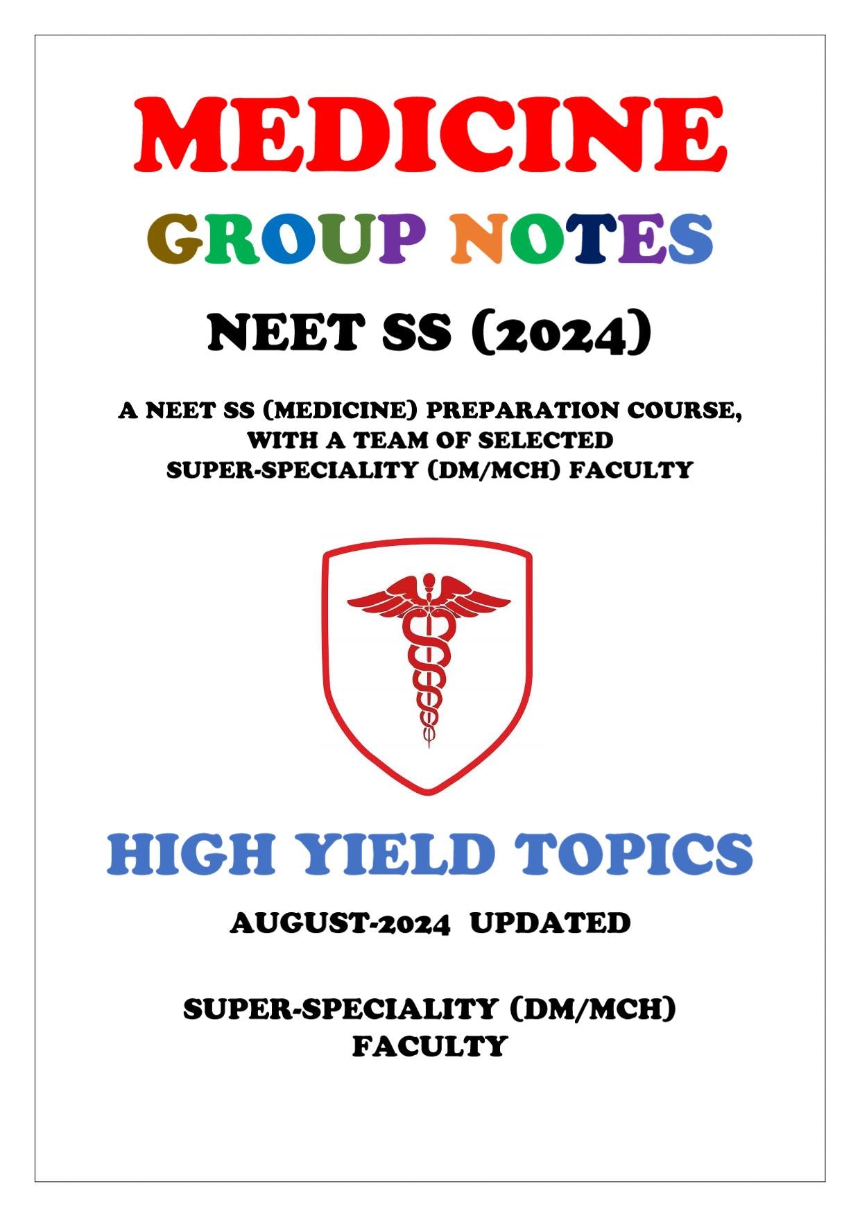 Medicine - High Yield Topics Super - Speciality Notes - PrintDoc