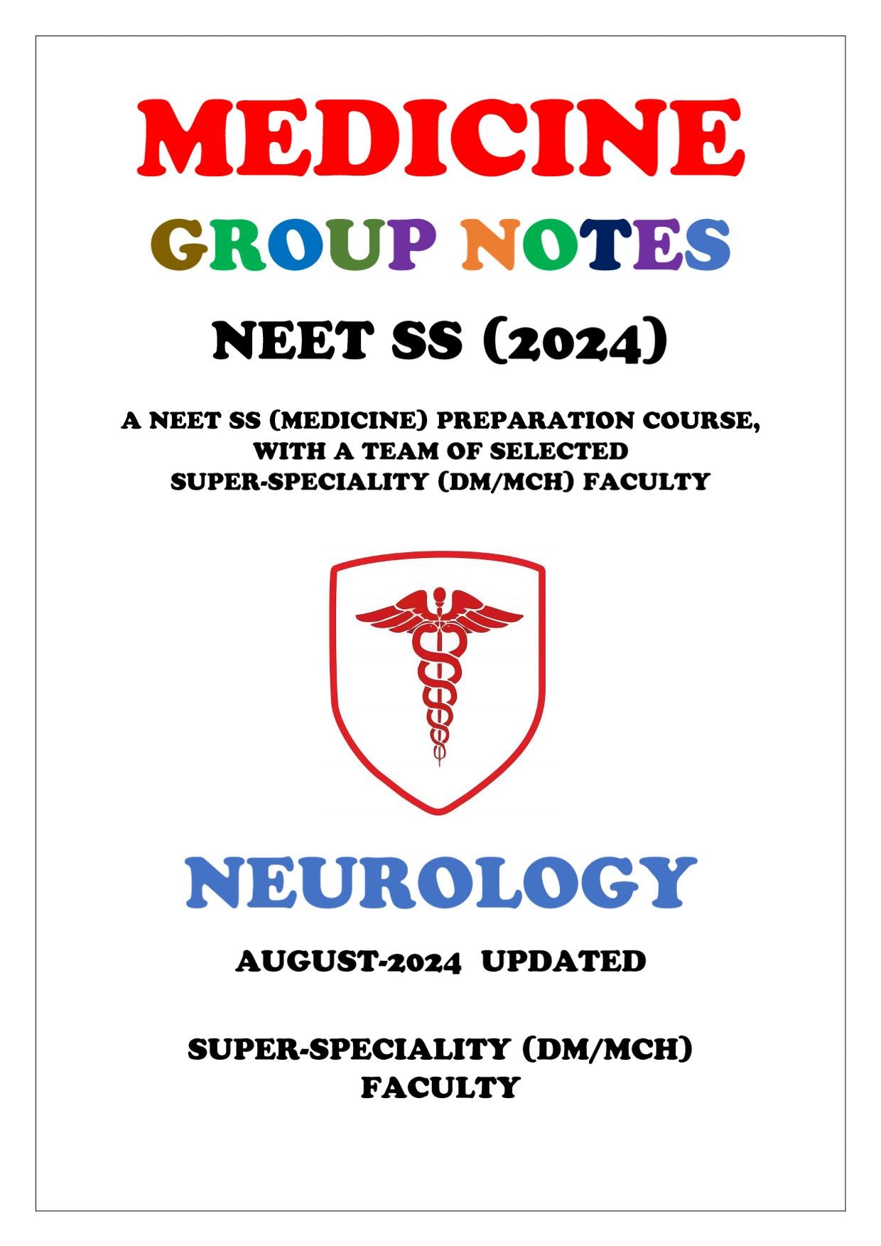 Medicine - Neurology Part 1 & 2 Super - Speciality Notes - PrintDoc