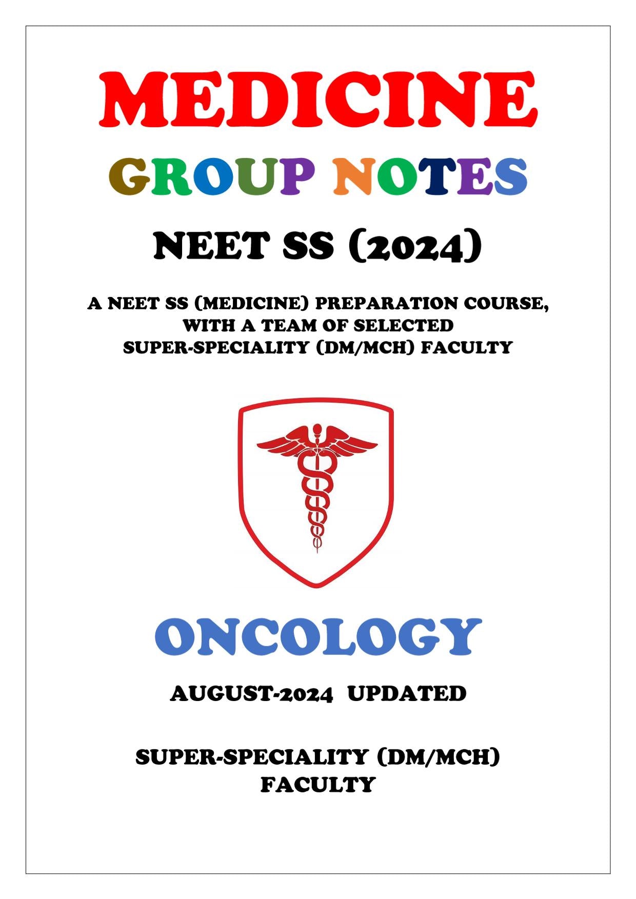 Medicine - Oncology Super - Speciality Notes - PrintDoc