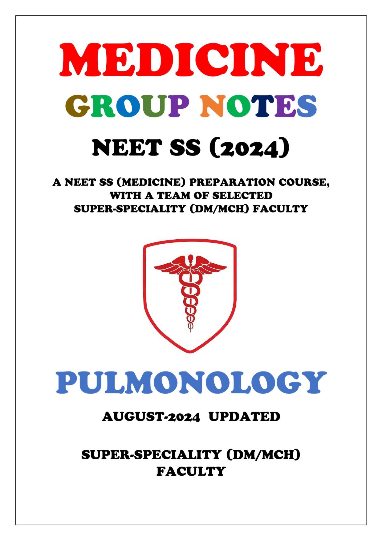 Medicine - Pulmonology Super - Speciality Notes - PrintDoc