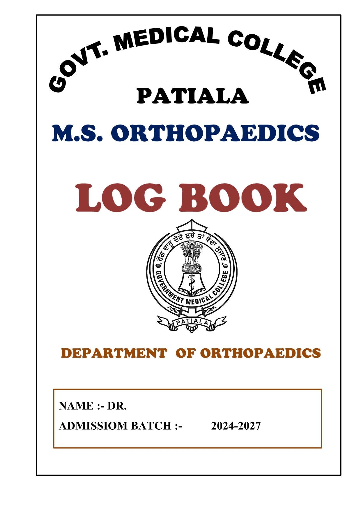 Orthopedics - Log Book GMC - PrintDoc