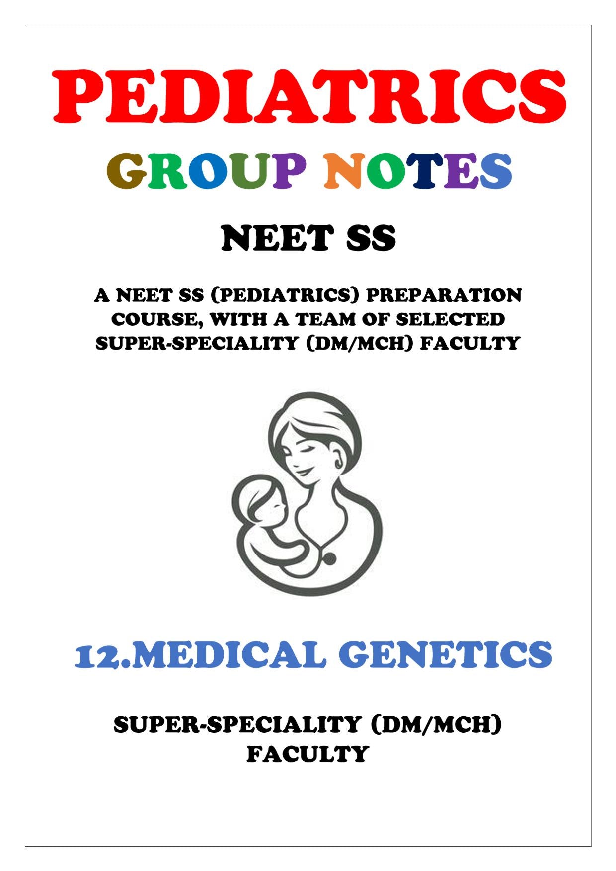 PEDIATRICS - MEDICAL GENETICS - Super Speciality Notes - PrintDoc