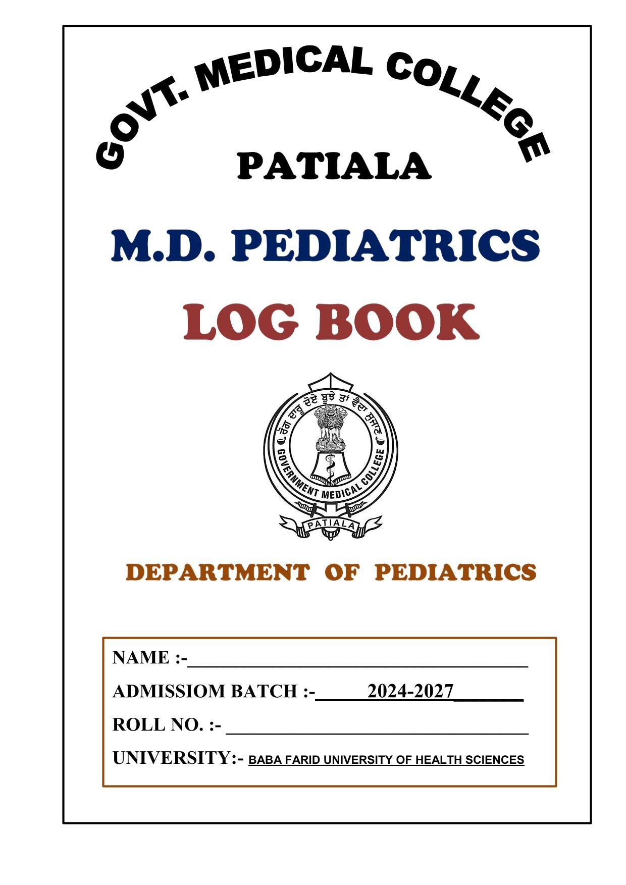Pediatrics - Log Book GMC - PrintDoc