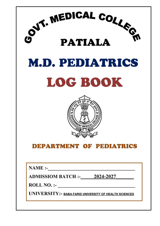 Pediatrics - Log Book GMC - PrintDoc