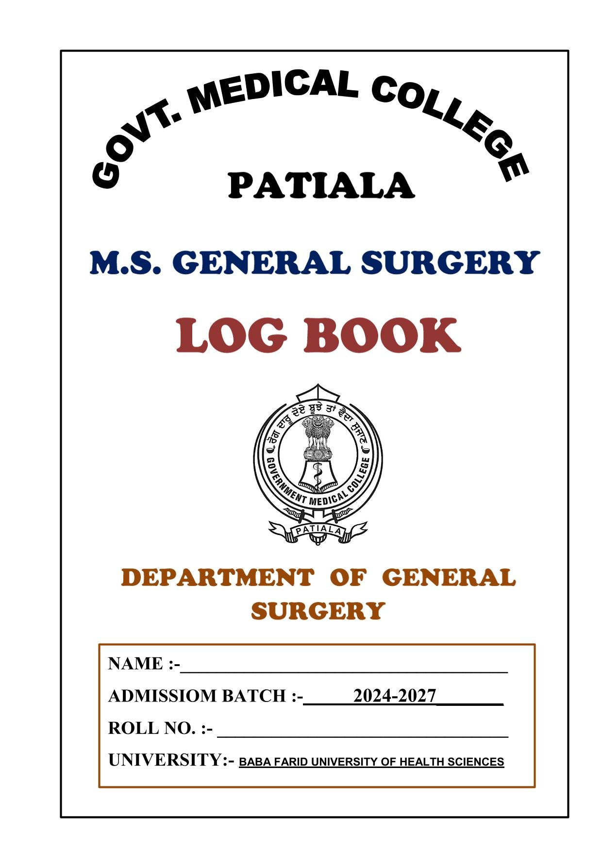 Surgery - Log Book GMC - PrintDoc