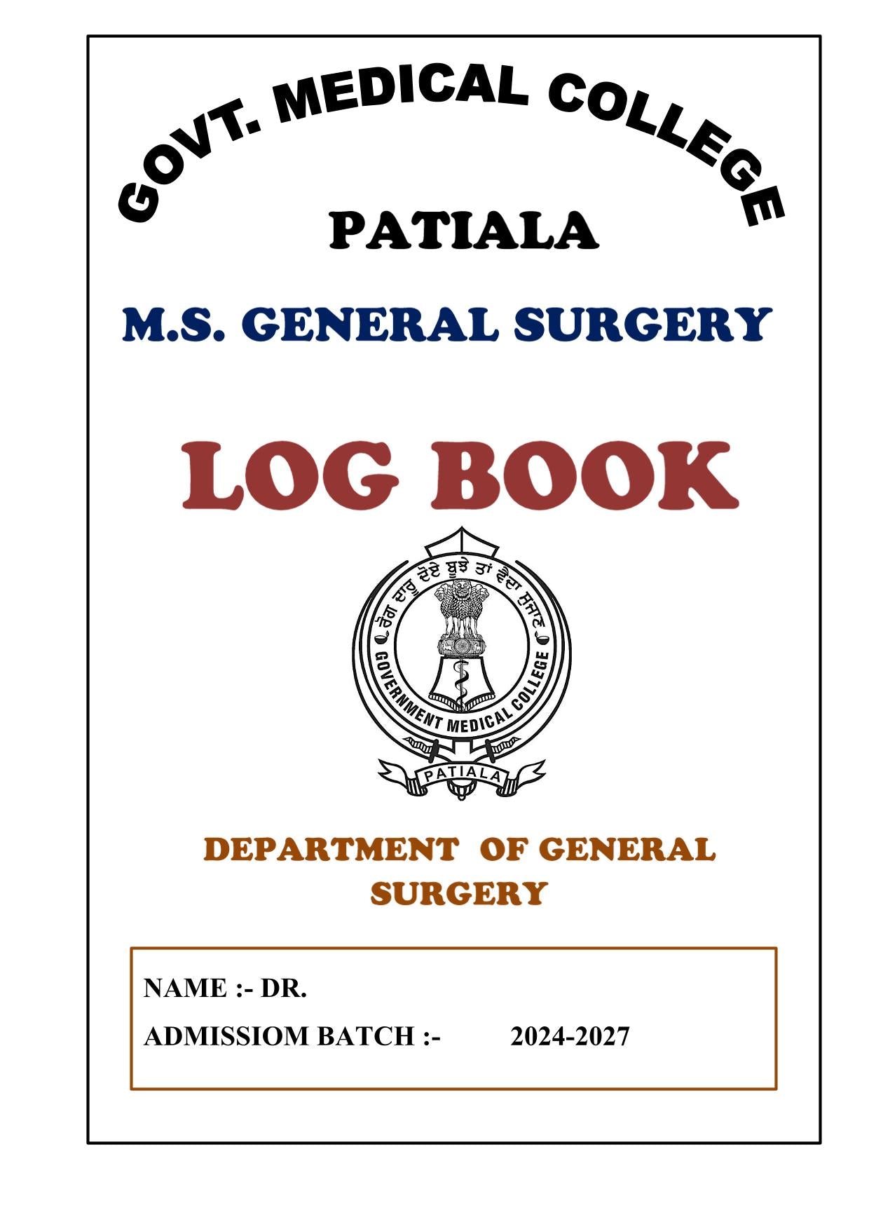Surgery - Log Book GMC - PrintDoc