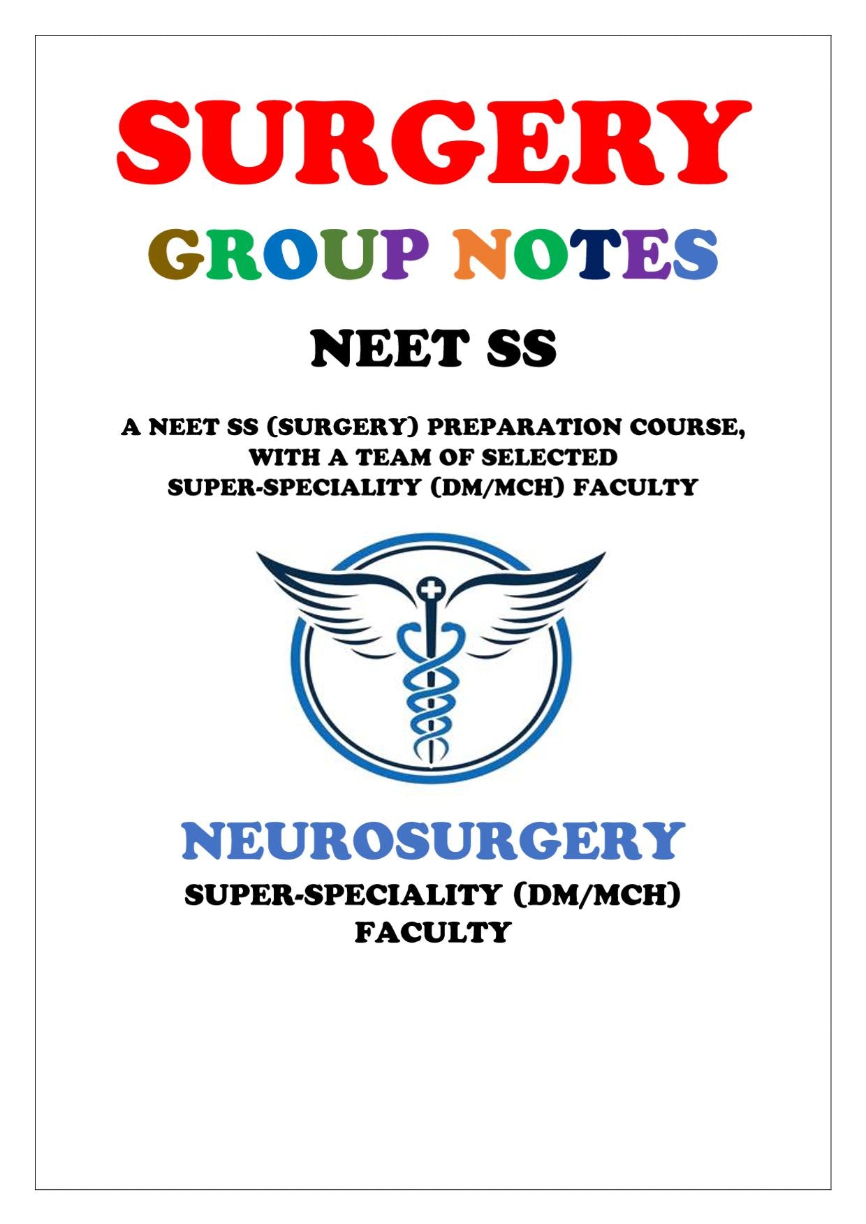 Surgery - Neurosurgery Super - Speciality Notes - PrintDoc
