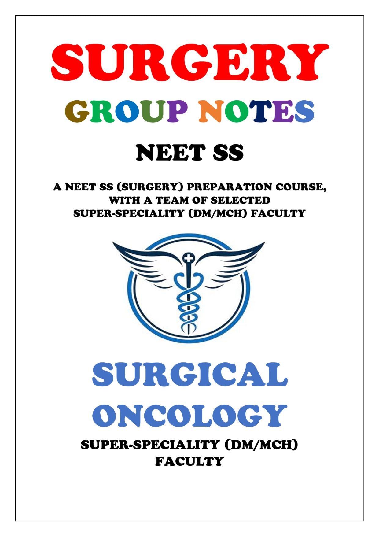 Surgery - Surgical Oncology Super - Speciality Notes - PrintDoc