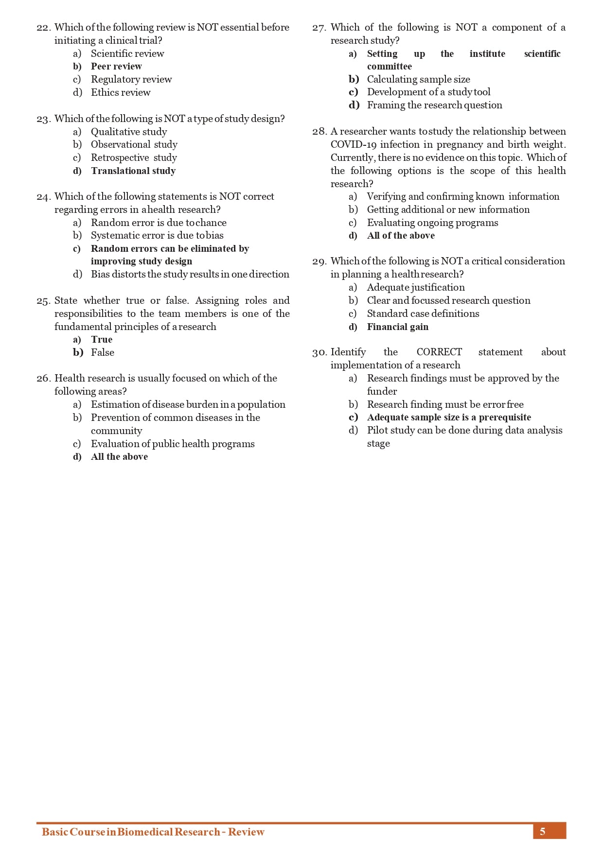 Basic Course in Biomedical Research – Review
