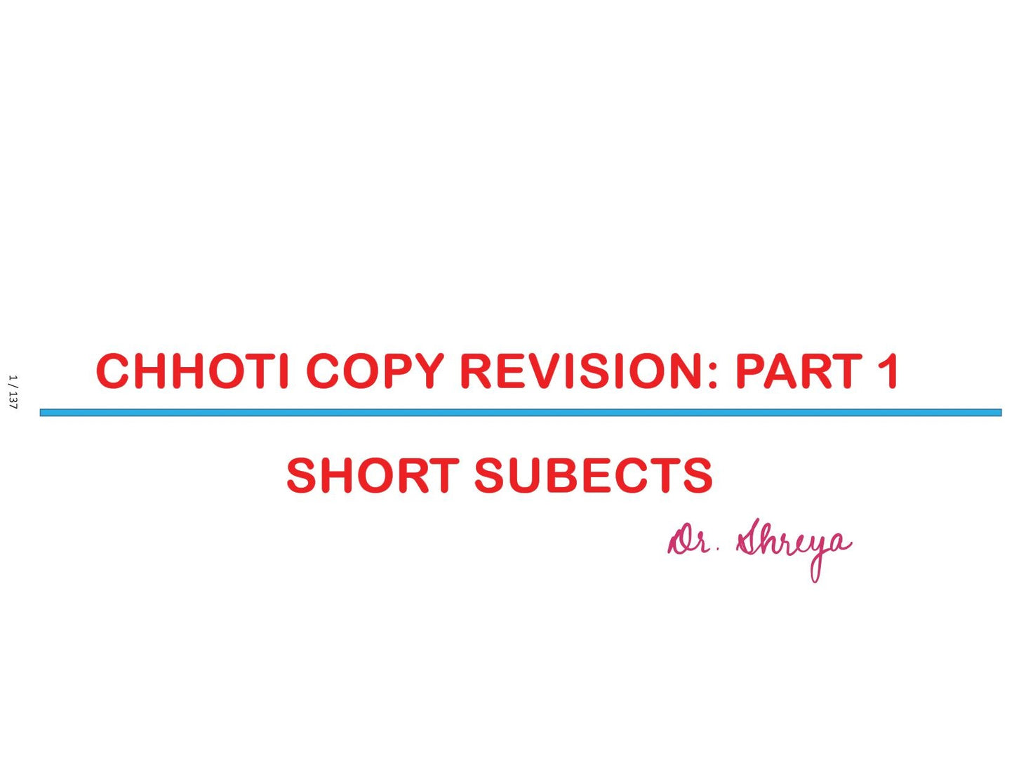 BTR  Chhoti Copy Notes by Dr. Zainab Vora