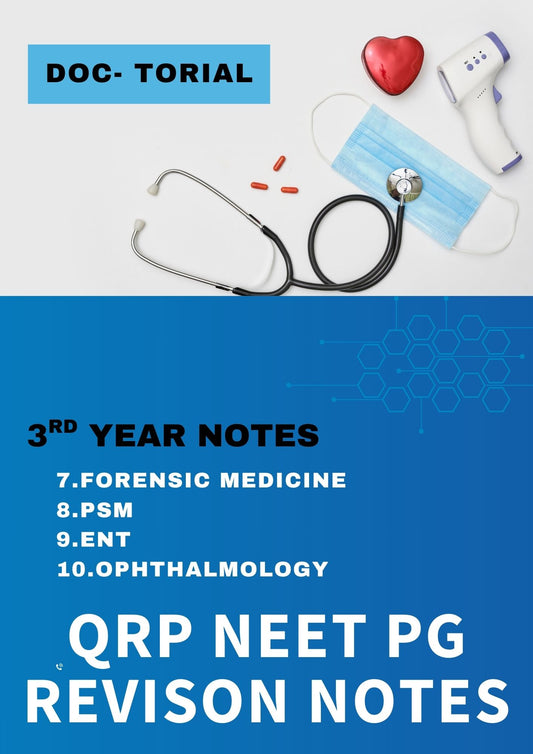DOC TUTORIAL QRP - Third Year MBBS Notes – Forensic Medicine (FMT), Community Medicine (PSM), ENT & Ophthalmology