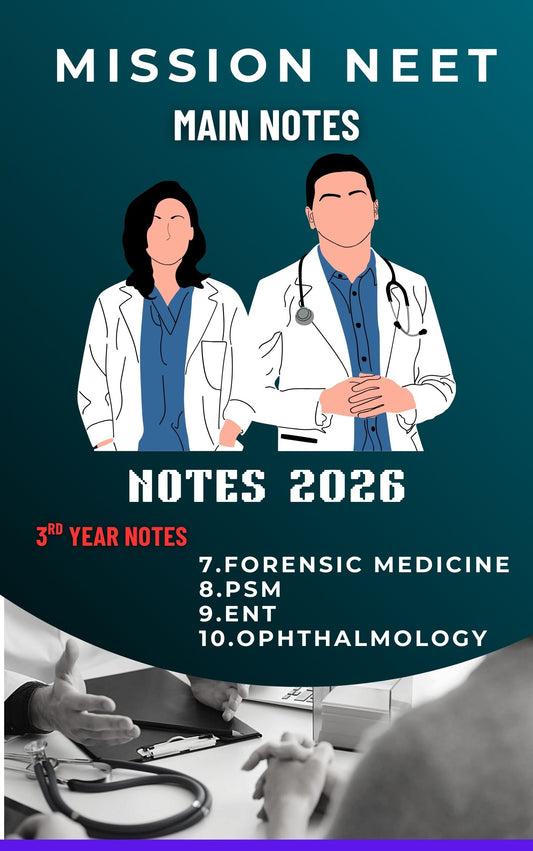 MISSION 2025-26 - Third Year MBBS Notes – Forensic Medicine (FMT), Community Medicine (PSM), ENT & Ophthalmology