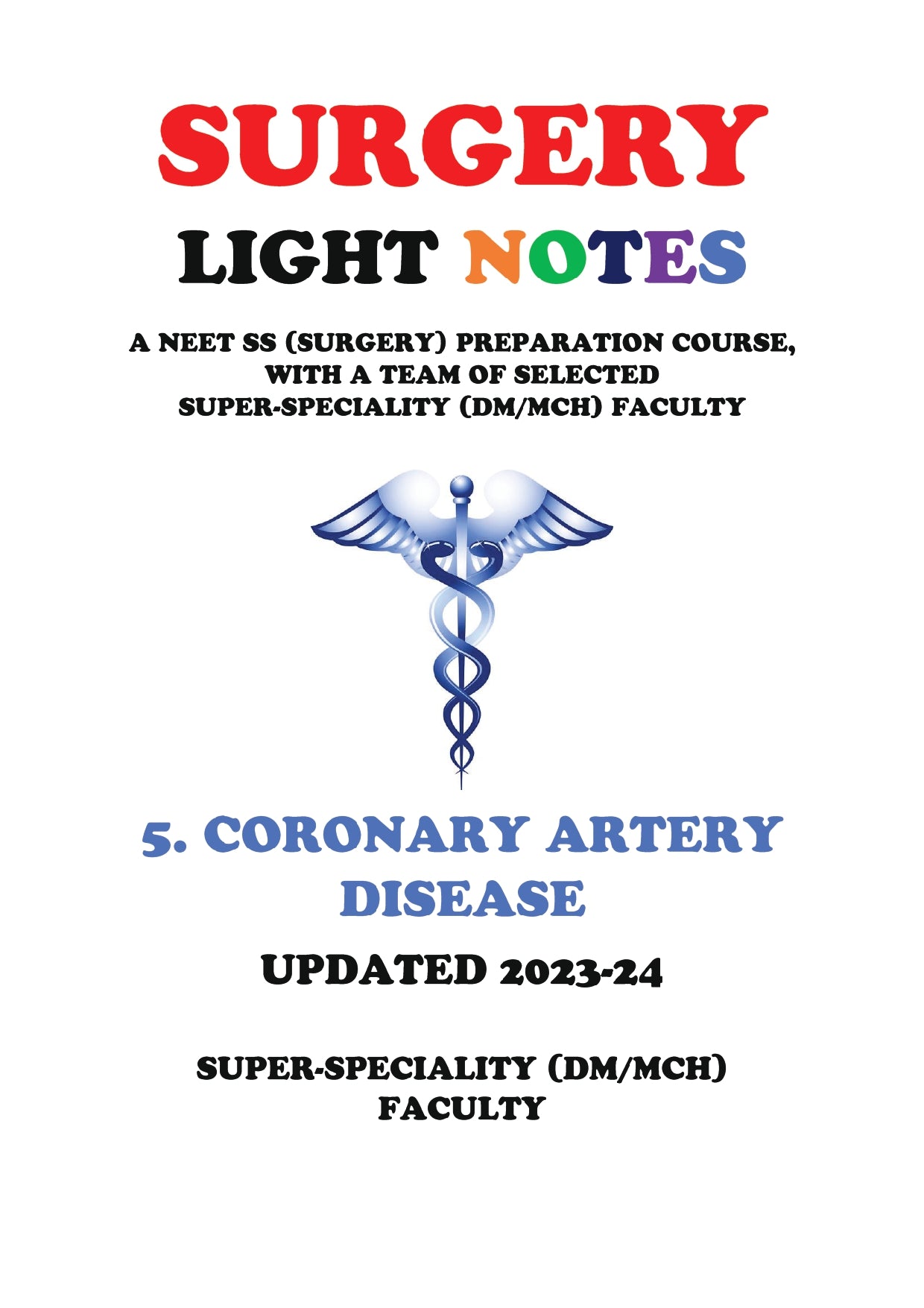 CORONARY ARTERY DISEASE - Surgery Notes GMC