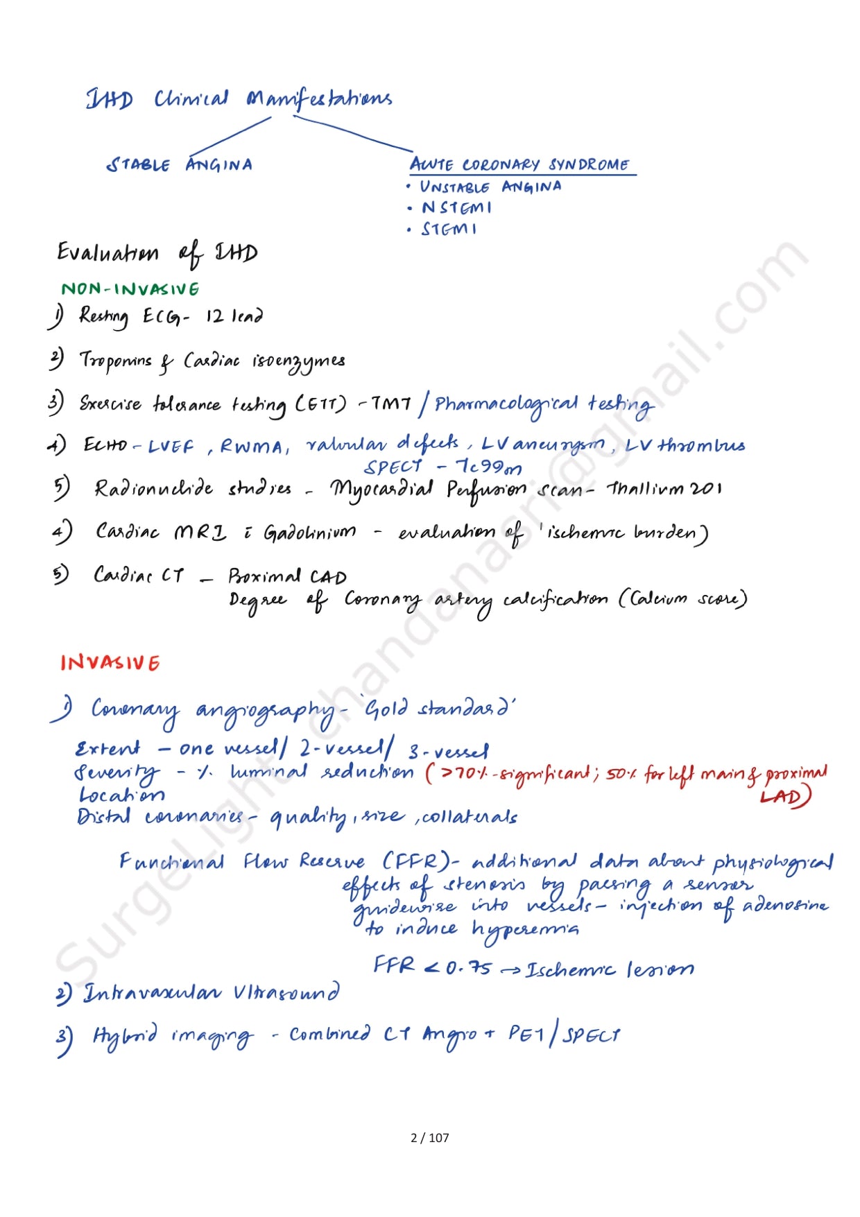 CORONARY ARTERY DISEASE - Surgery Notes GMC