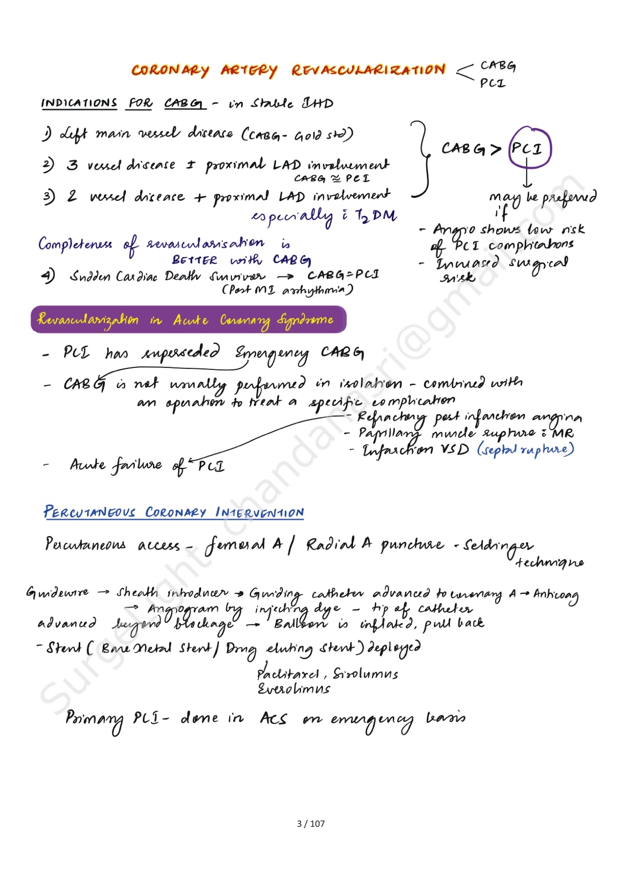 CORONARY ARTERY DISEASE - Surgery Notes GMC