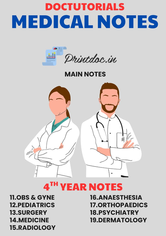 Doc Tutorial - Fourth Year MBBS Notes – Medicine, Surgery, Obs & Gynae, Paediatrics, Ortho, Derma, Psychiatry, Anaesthesia, Radiology