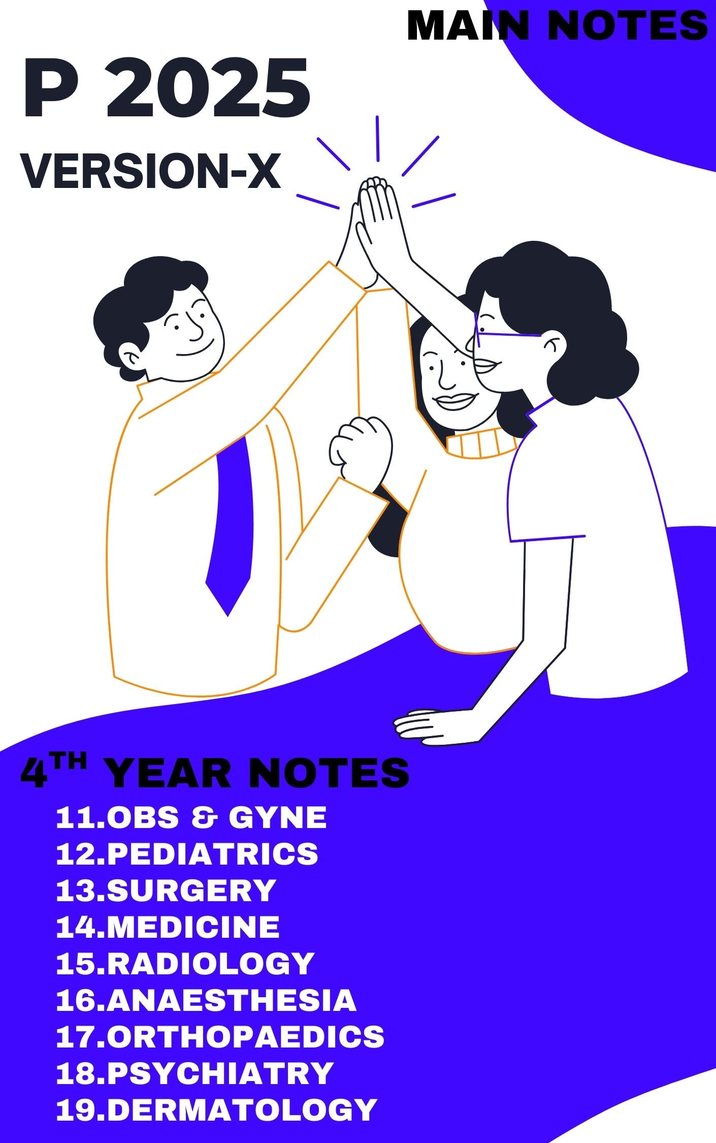 P Version X - Fourth Year MBBS Notes – Medicine, Surgery, Obs & Gynae, Paediatrics, Ortho, Derma, Psychiatry, Anaesthesia, Radiology
