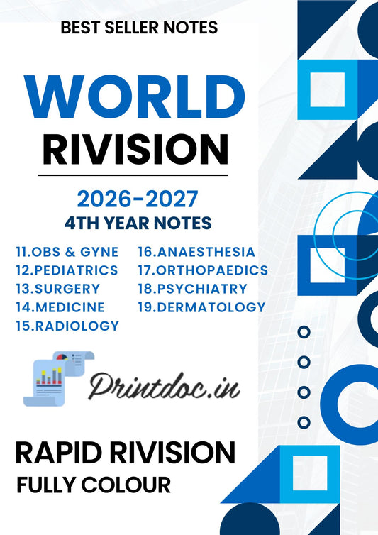 World of Revision - Fourth Year MBBS Notes – Medicine, Surgery, Obs & Gynae, Paediatrics, Ortho, Derma, Psychiatry, Anaesthesia, Radiology