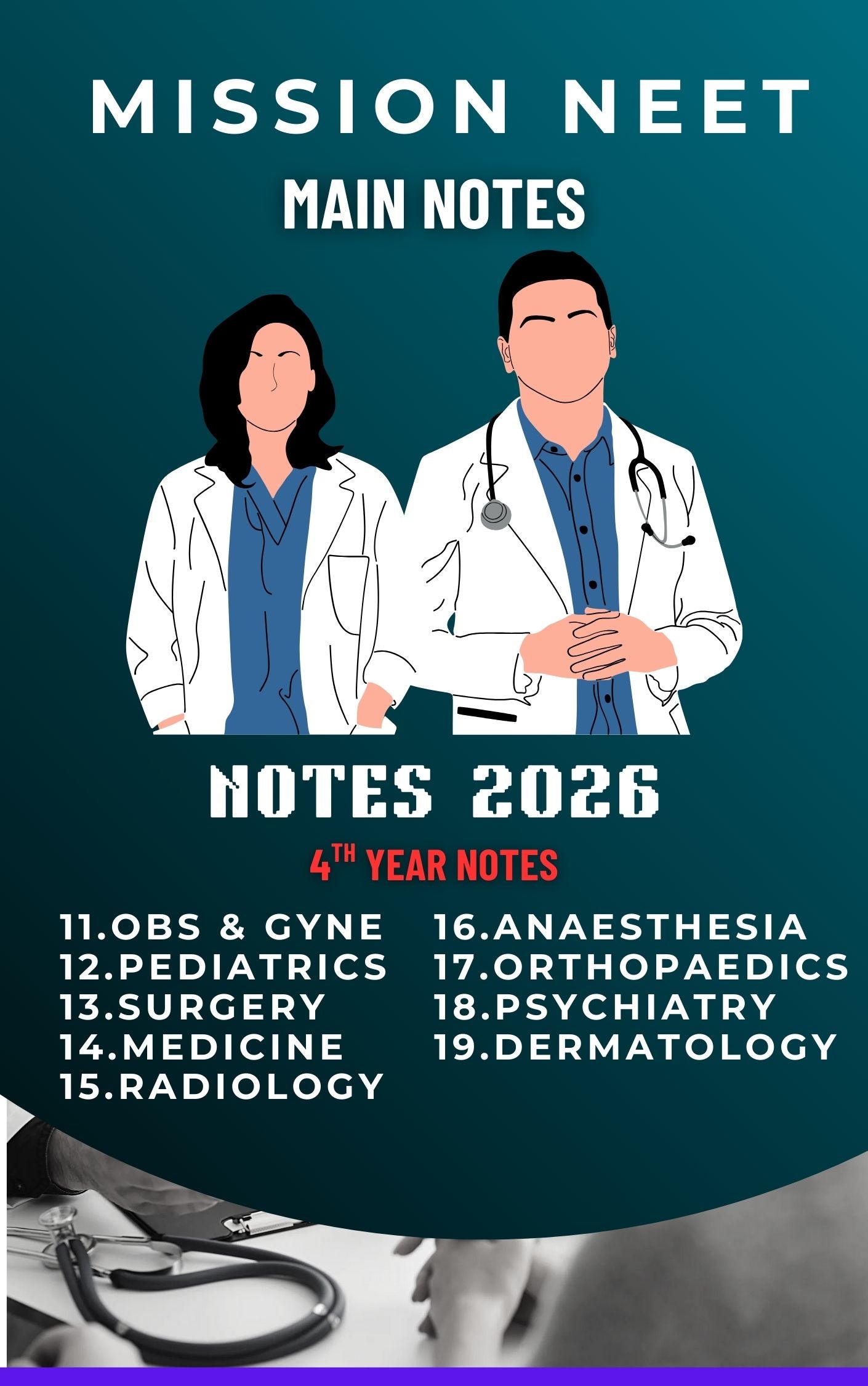 MISSION 2025-26 - Fourth Year MBBS Notes – Medicine, Surgery, Obs & Gynae, Paediatrics, Ortho, Derma, Psychiatry, Anaesthesia, Radiology