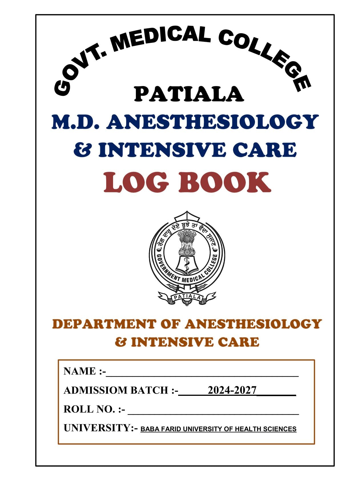 Anesthesia MD - Log Book GMC - PrintDoc