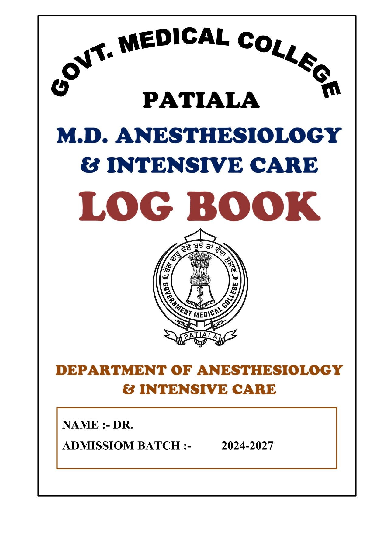 Anesthesia MD - Log Book GMC - PrintDoc