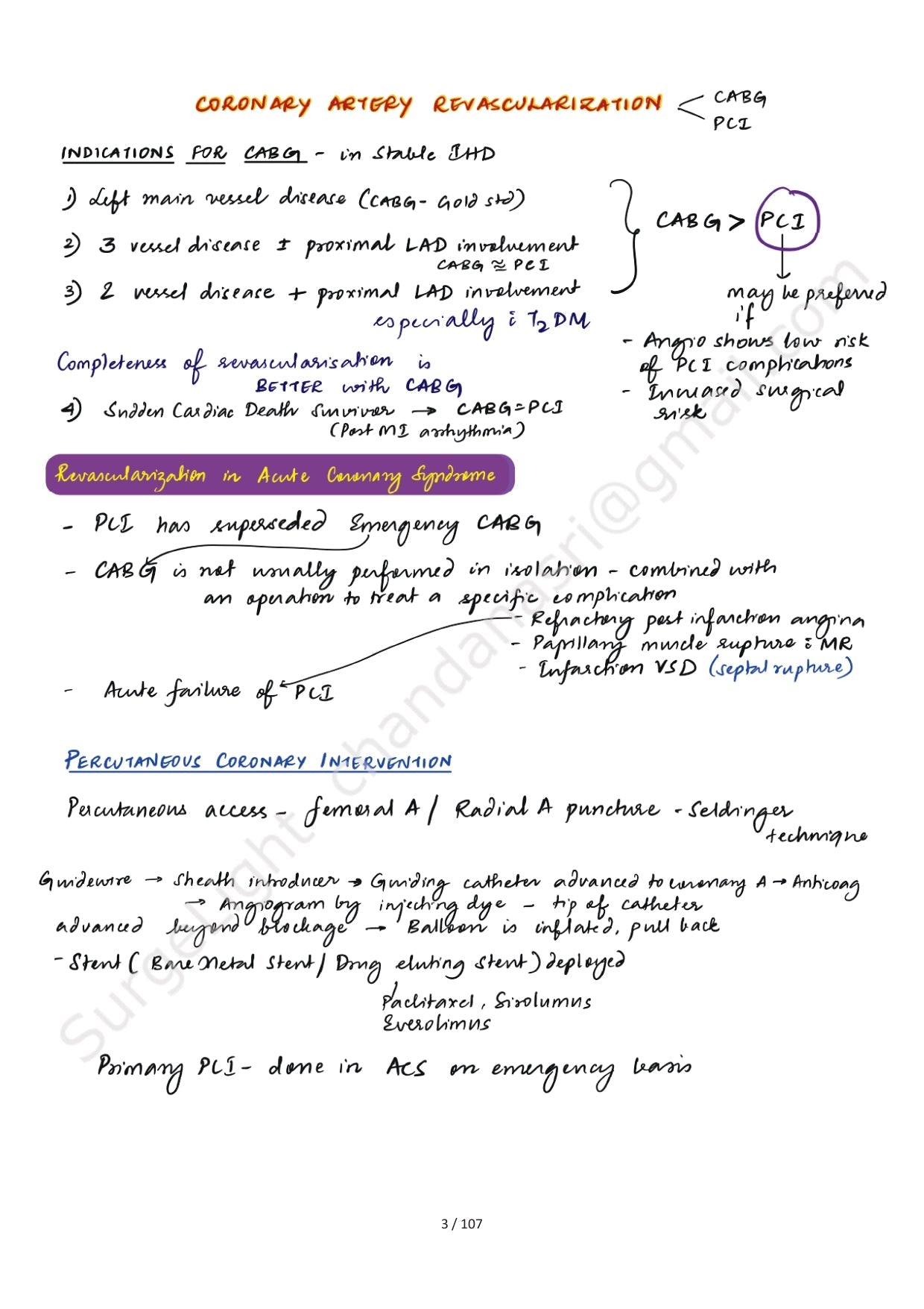 CORONARY ARTERY DISEASE - Surgery Notes GMC - PrintDoc