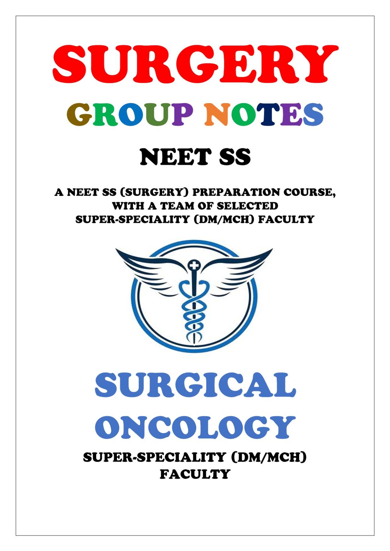 Surgery - Surgical Oncology Super - Speciality Notes