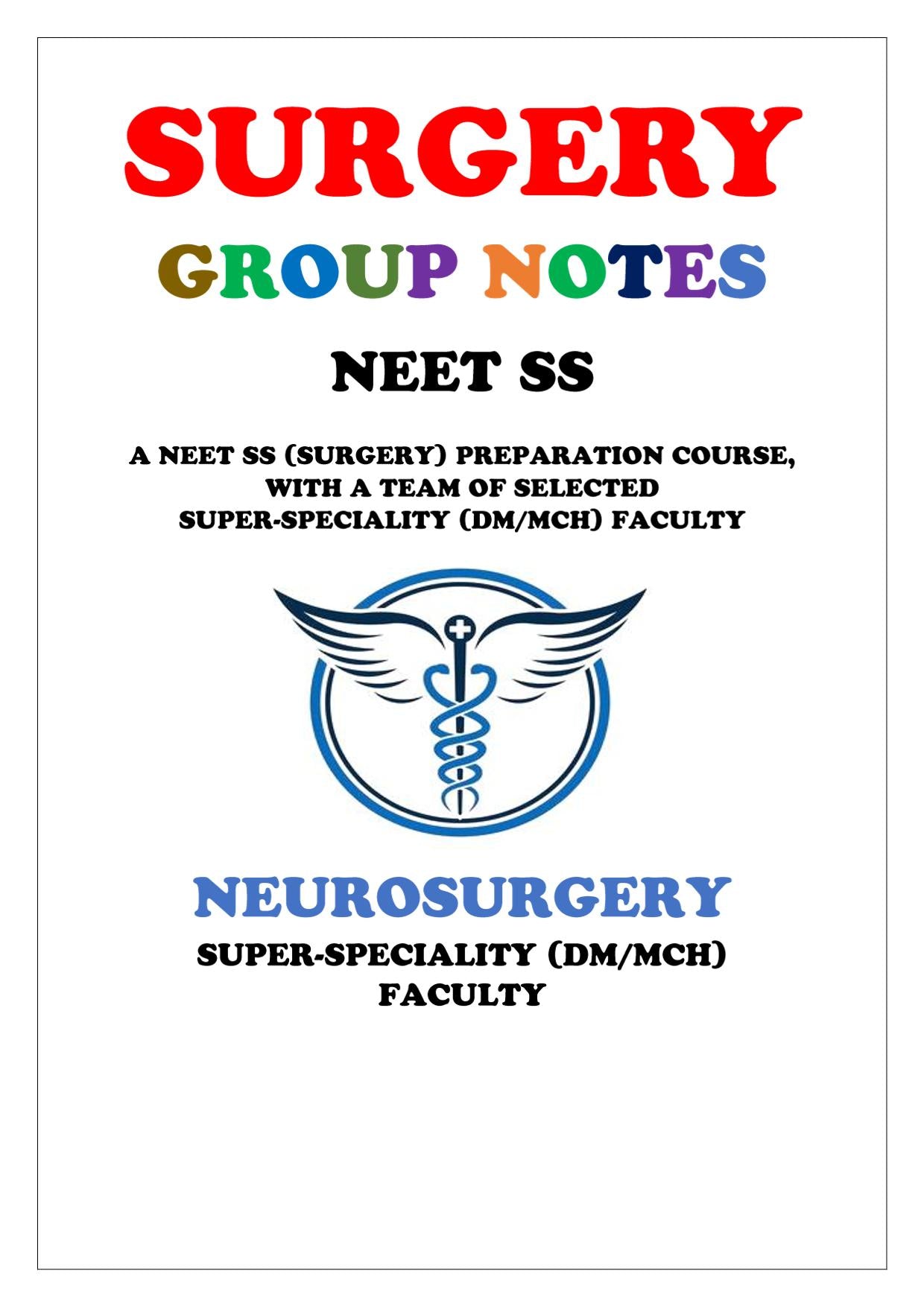 Surgery - Neurosurgery Super - Speciality Notes