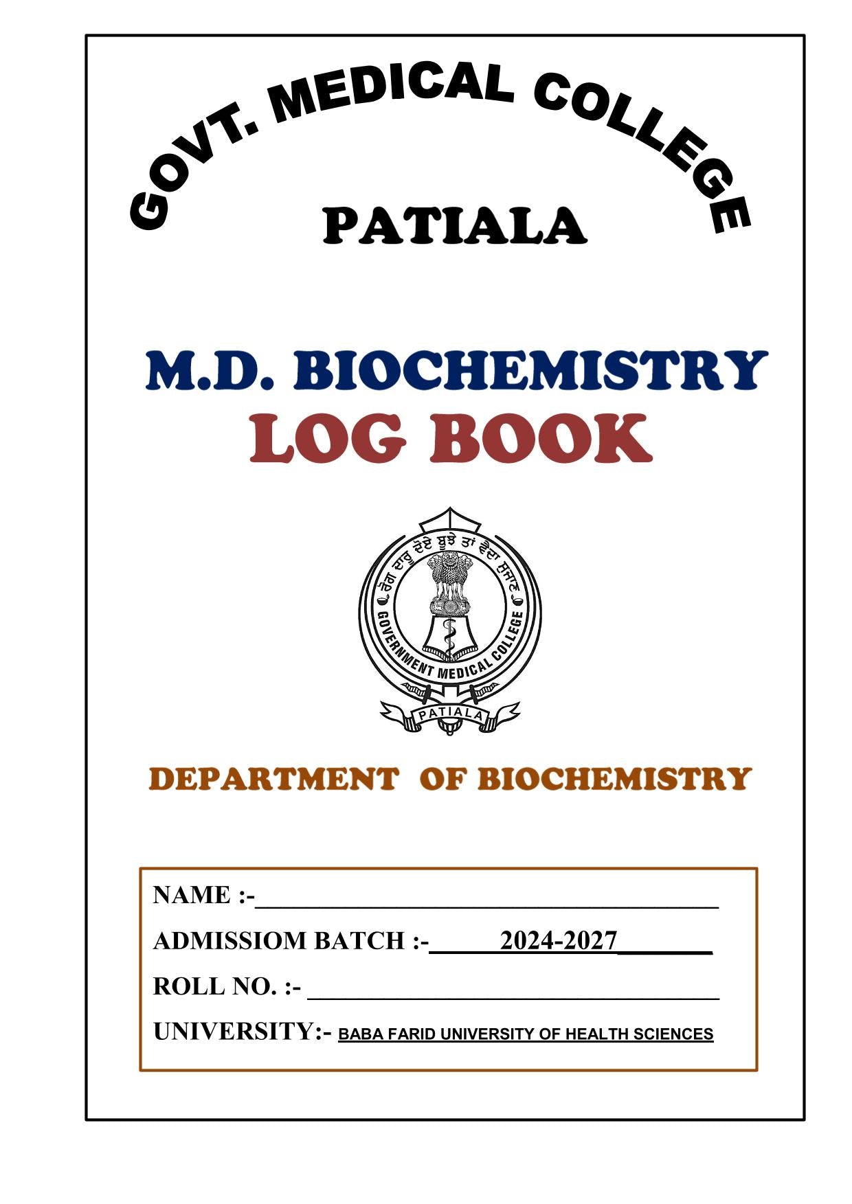 Biochemistry - Log Book GMC