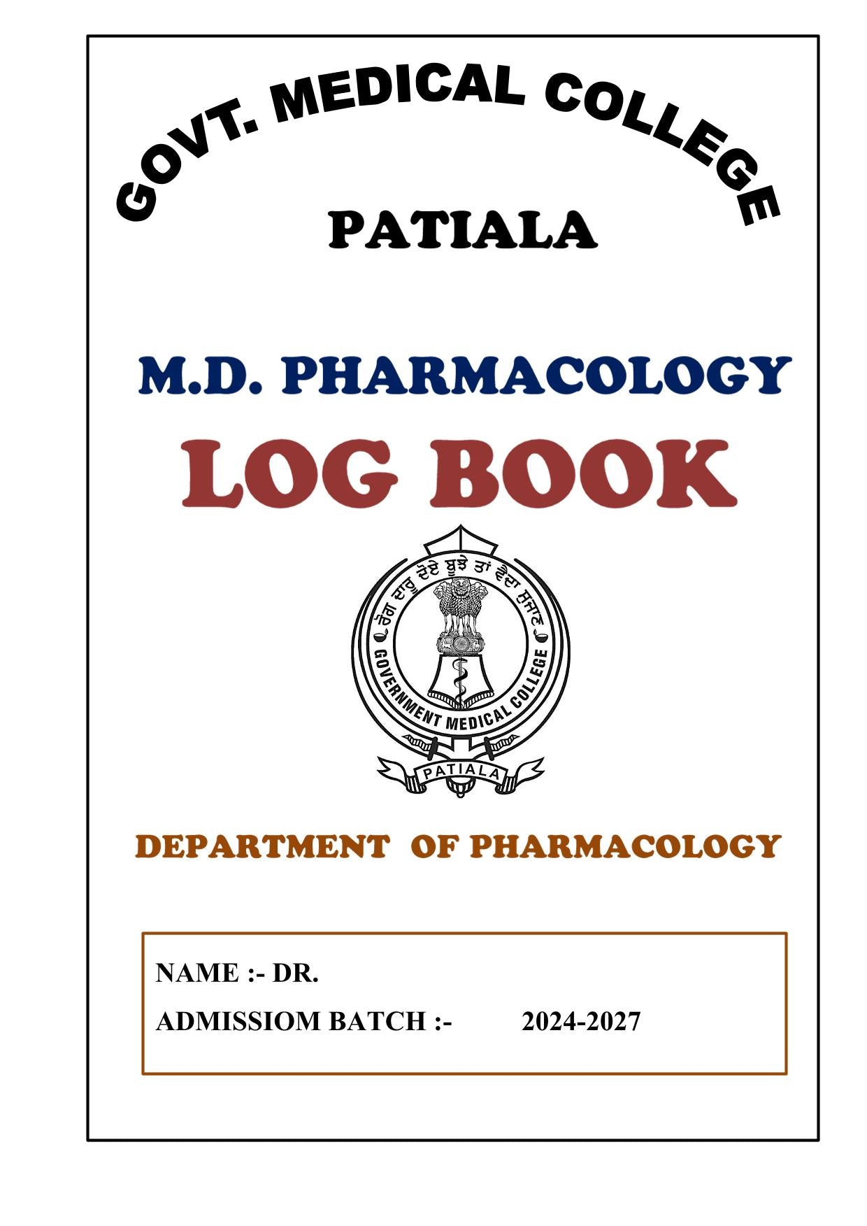 Pharmacology - Log Book GMC