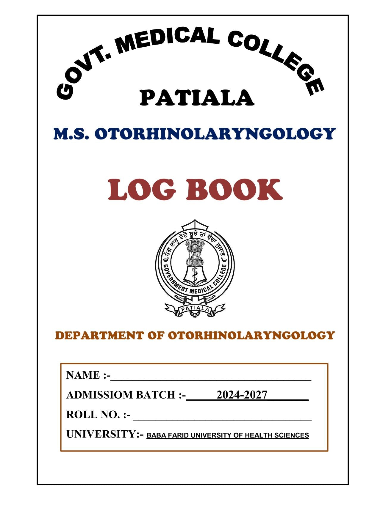 ENT - Log Book GMC