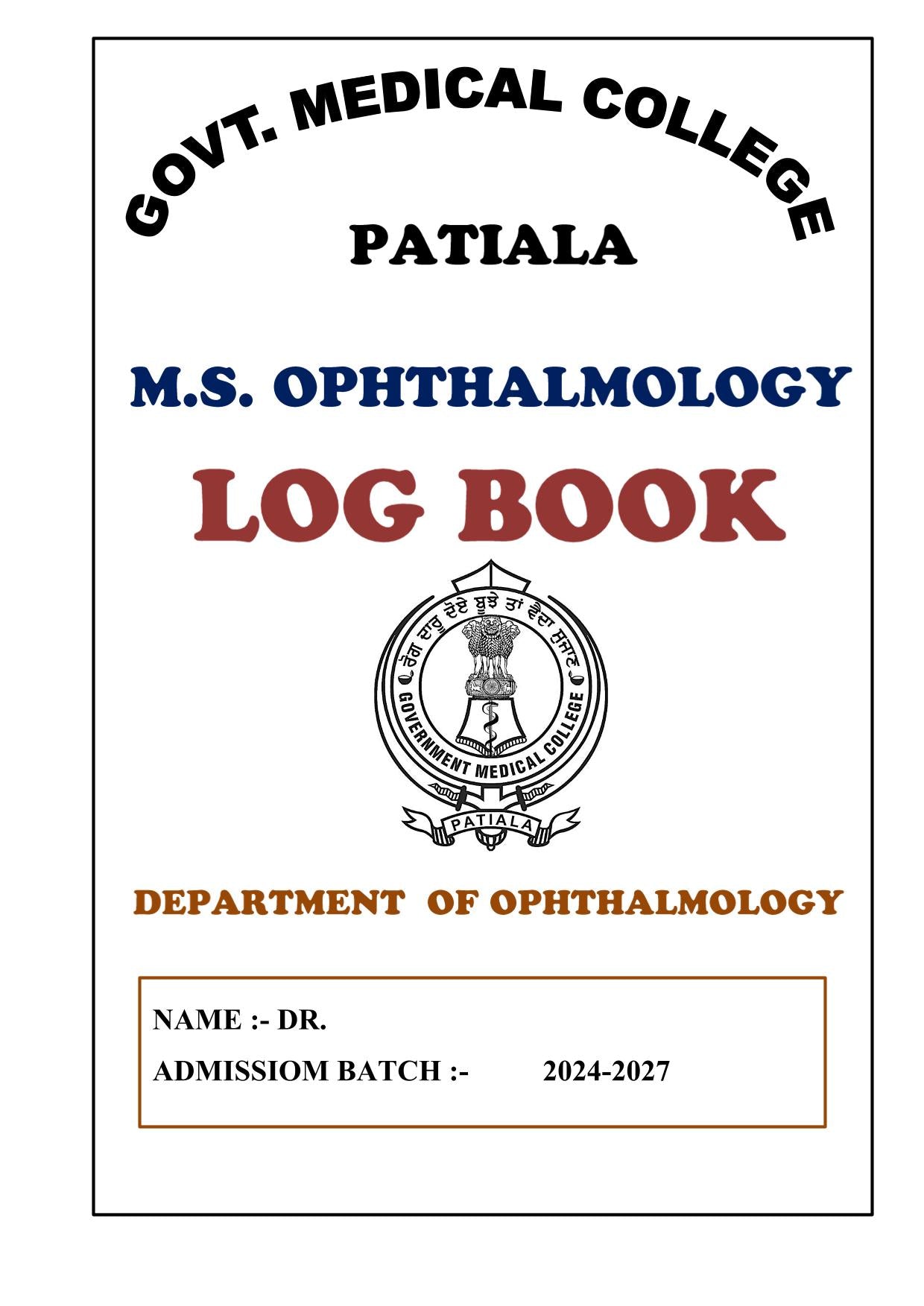 Ophthalmology - Log Book GMC