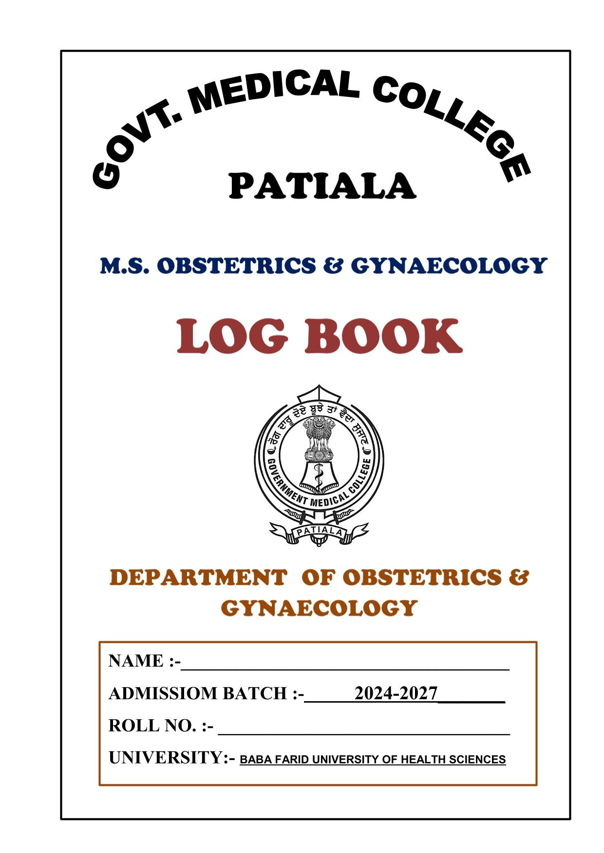 Obs and Gyne - Log Book GMC