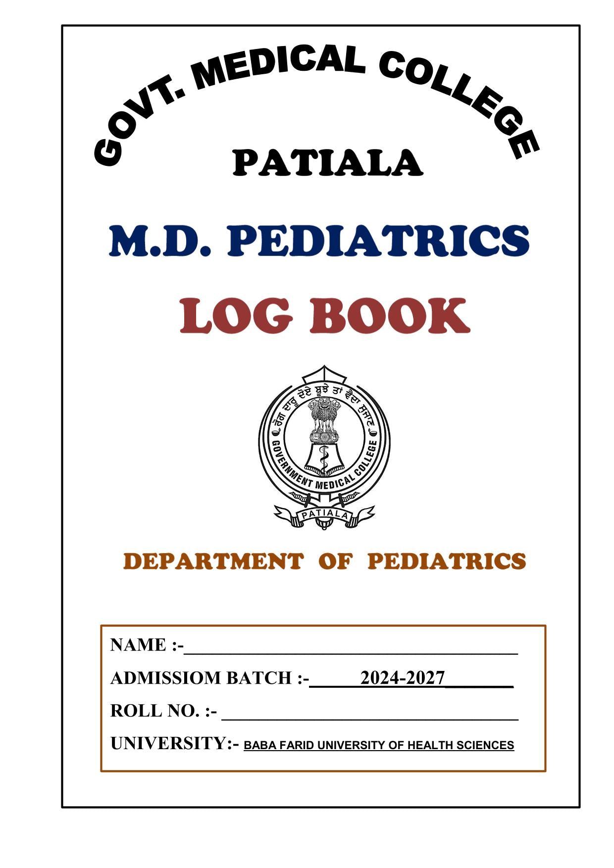 Pediatrics - Log Book GMC