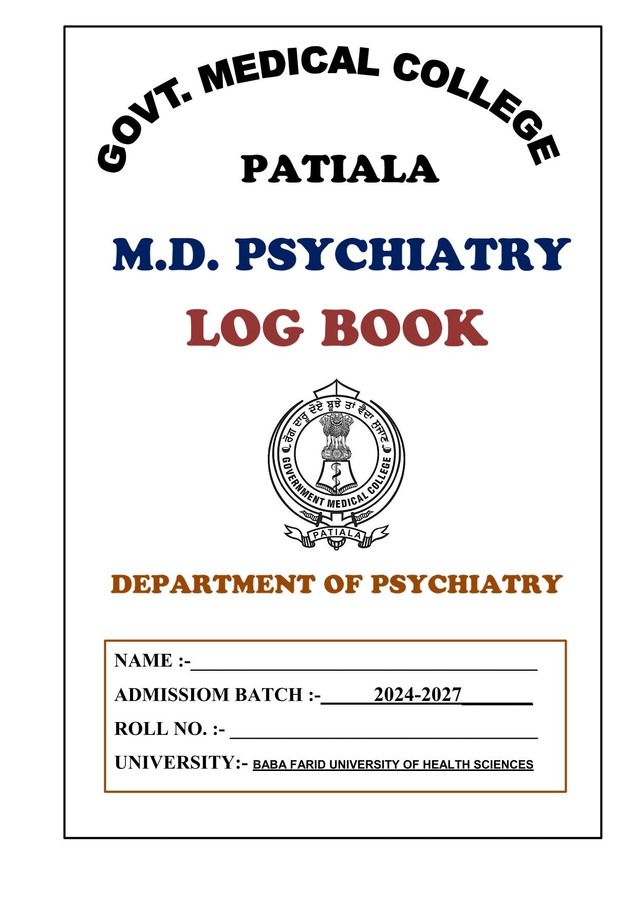 Psychiatry cll - Log Book GMC - PrintDoc
