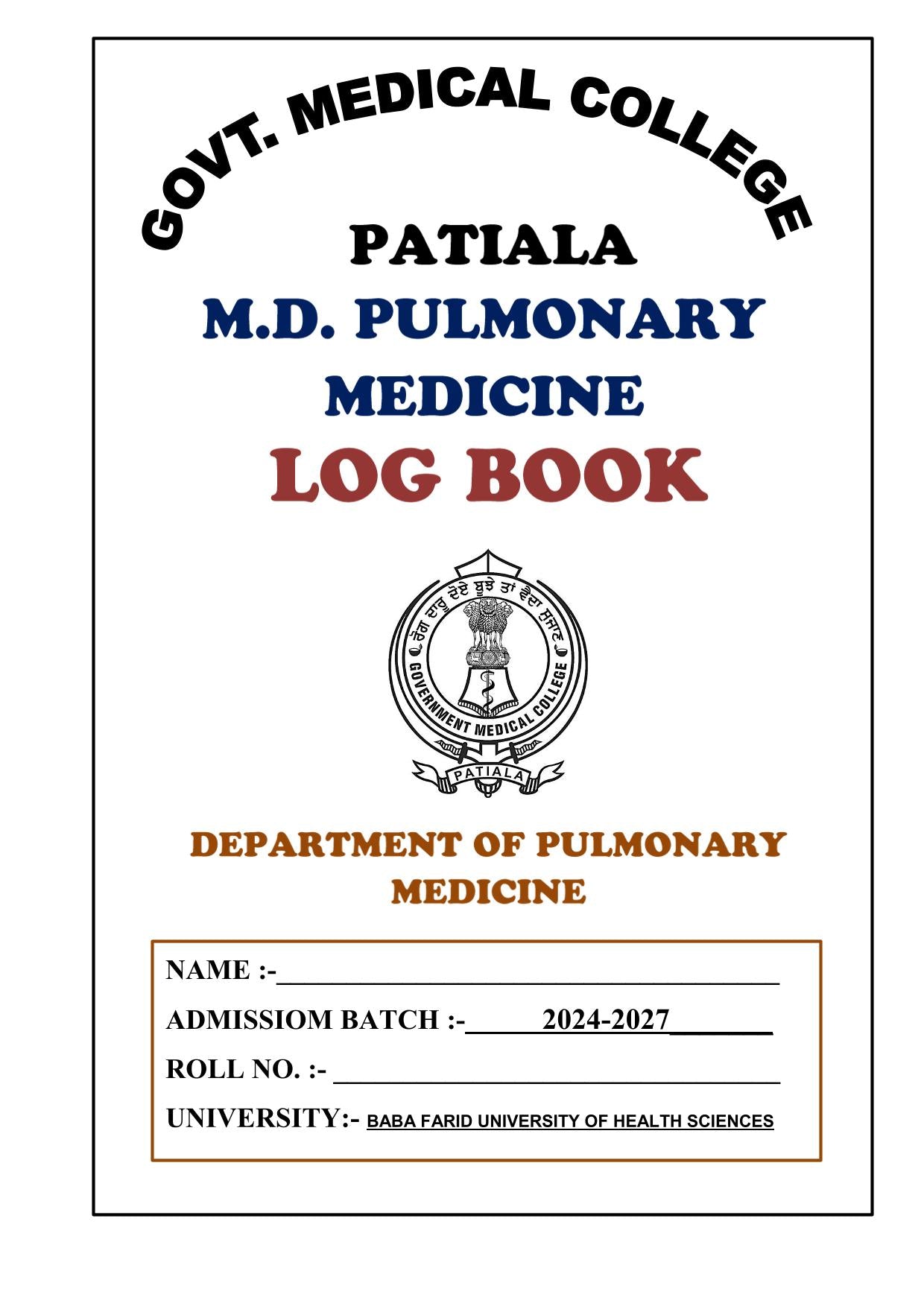 Pulmonary Medicine - Log Book GMC - PrintDoc