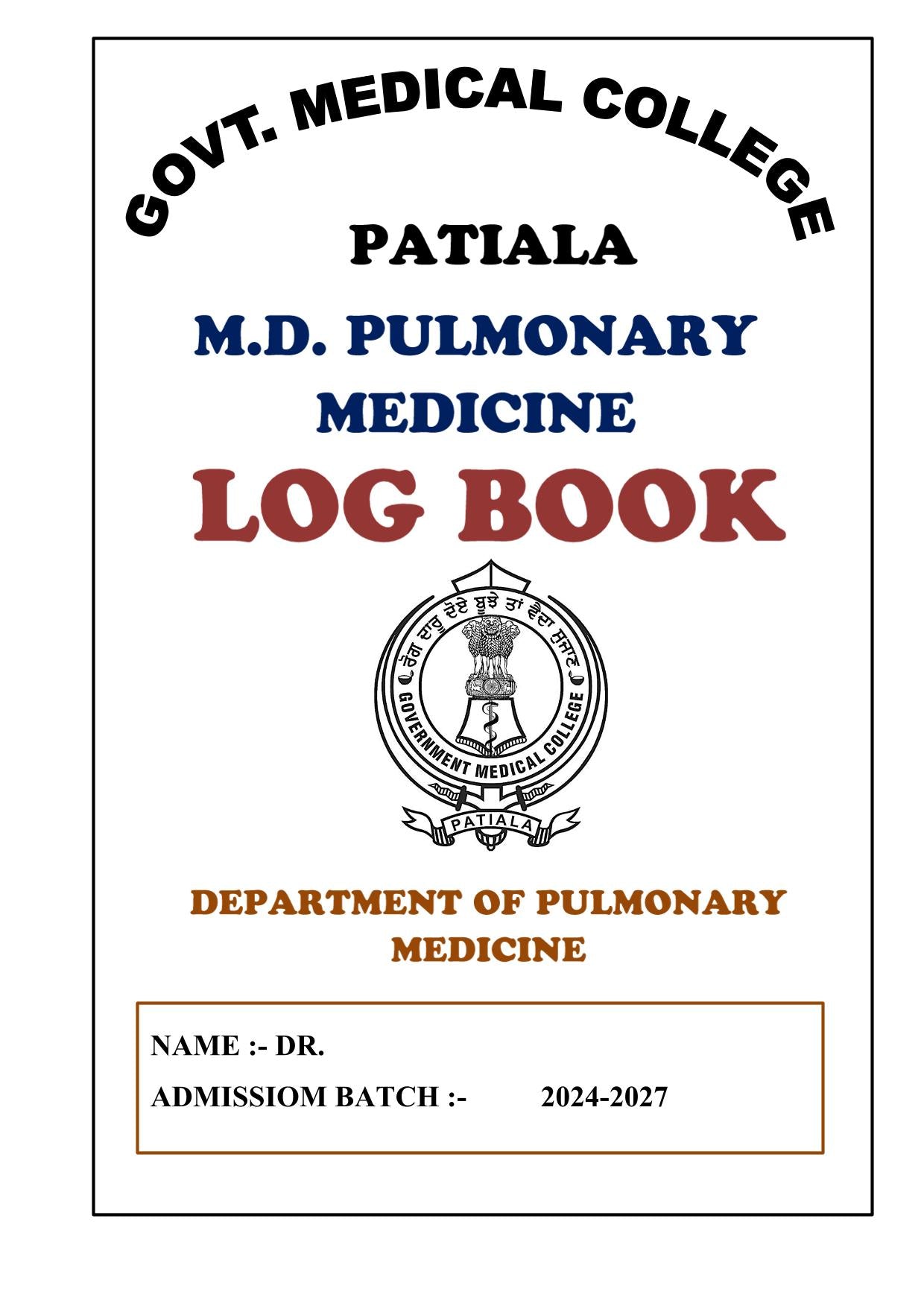 Pulmonary Medicine - Log Book GMC - PrintDoc