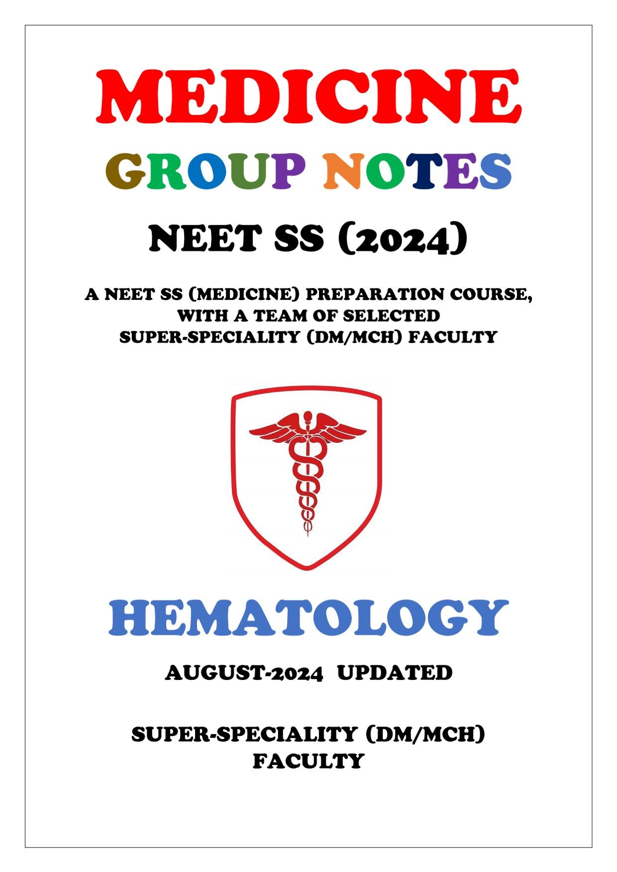 Medicine - Hematology Super - Speciality Notes